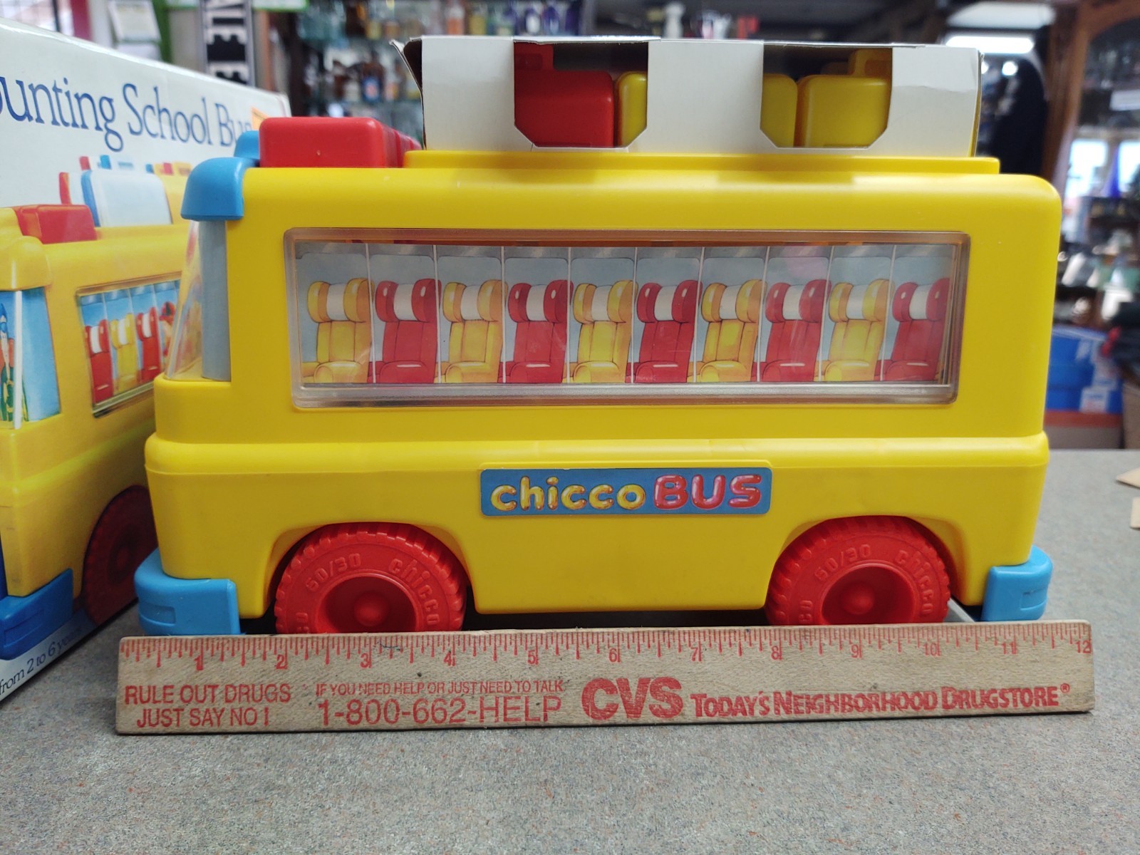 Vintage CHICCO Italy 63023 COUNTING Numbers SCHOOL BUS Complete – Original Box