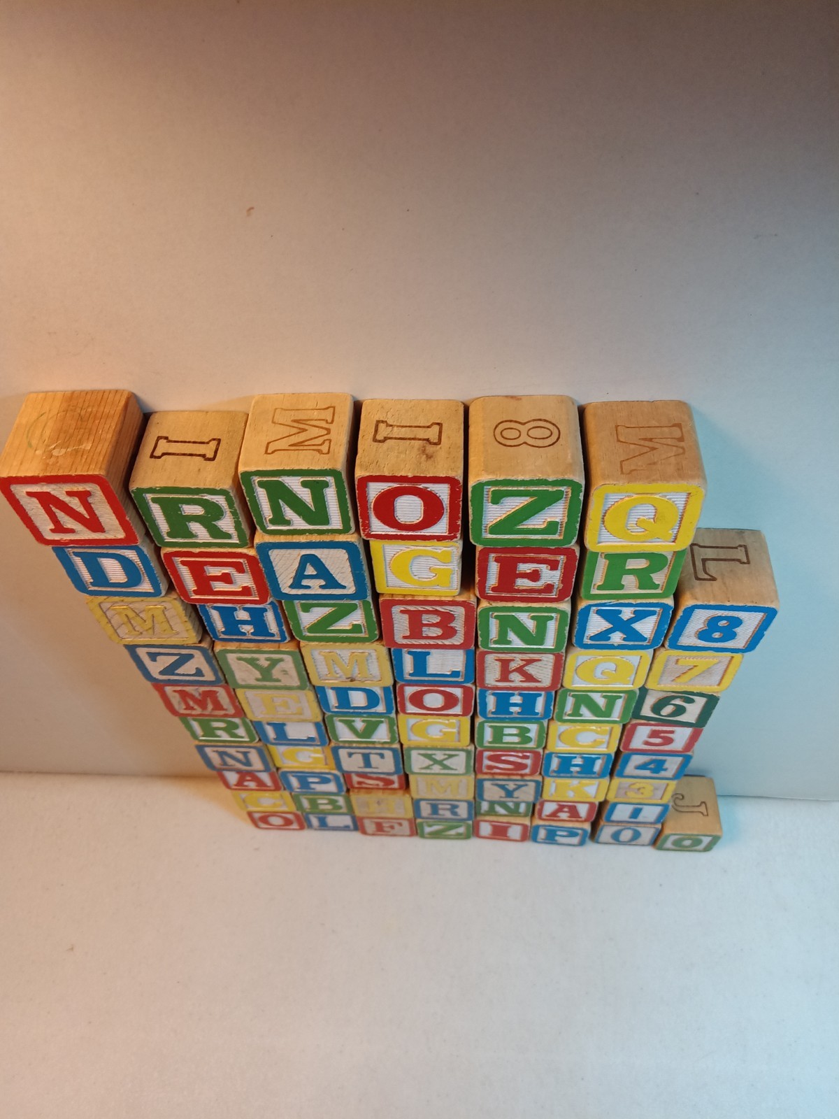 VTG Children’s ABC Wooden Block Building Set Of #69 Blocks Includes Numbers