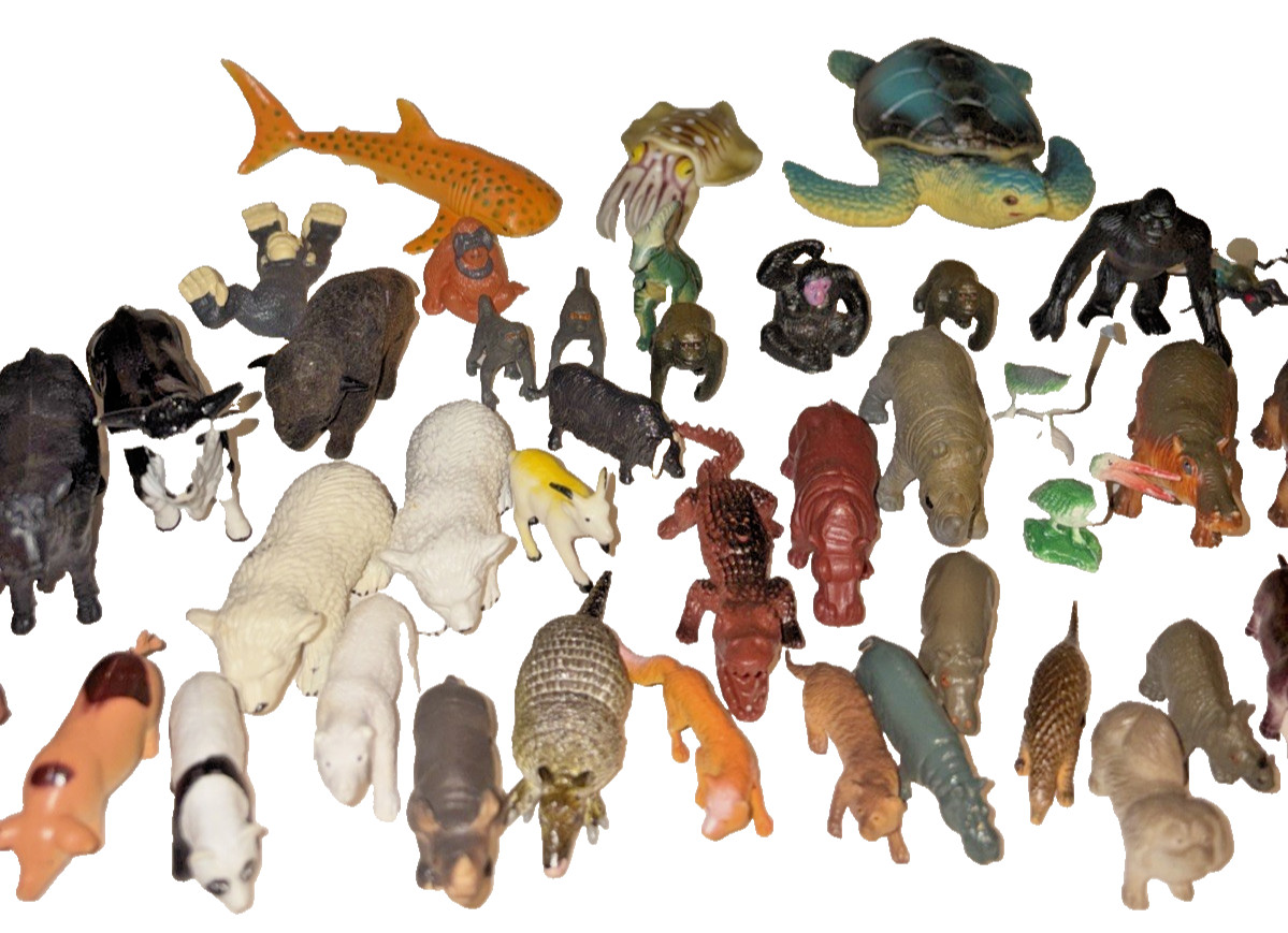 Animal Figures Toys Plastic and Rubber Lot of 53 China Mixed Sizes 1990s Vintage