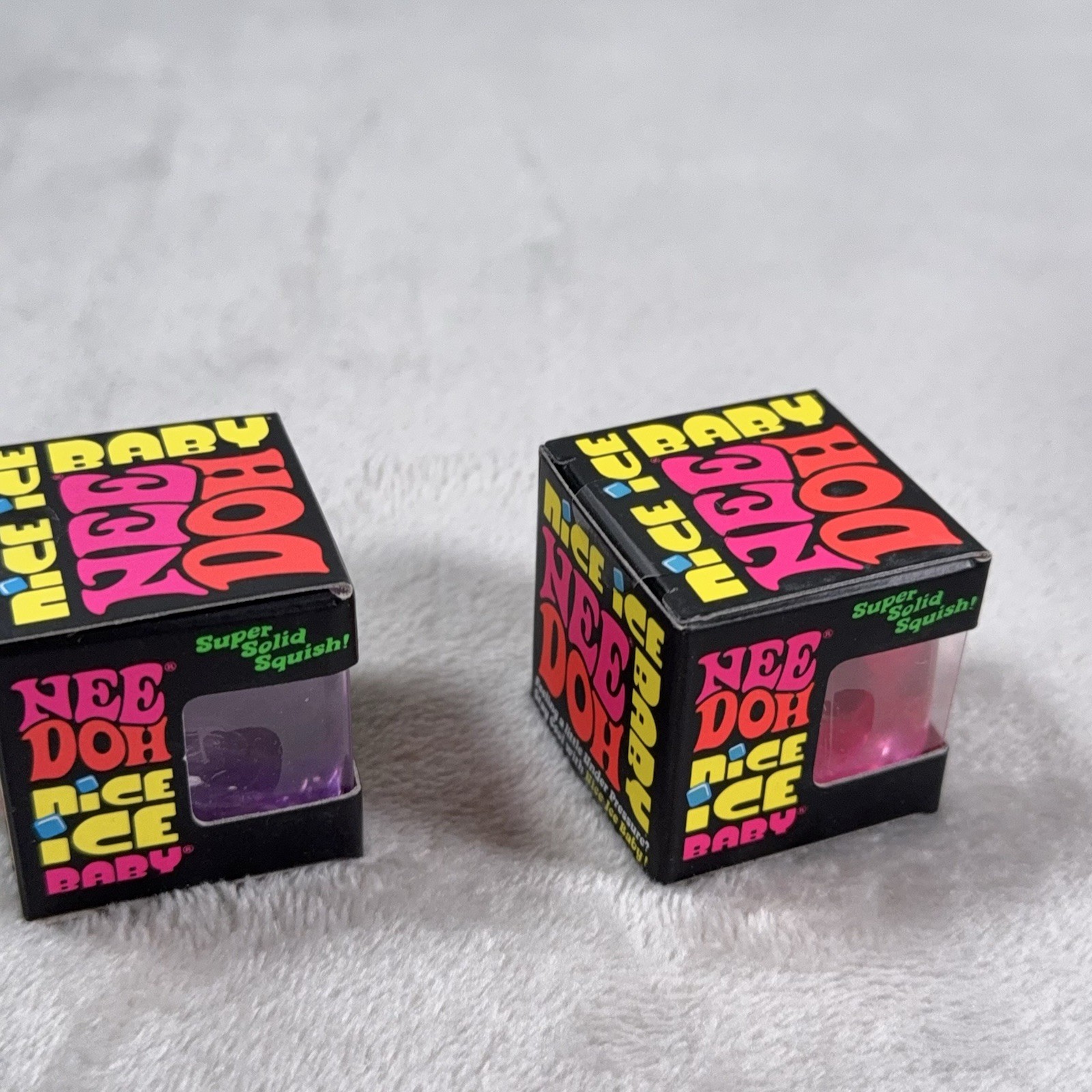 NeeDoh Nice Ice Baby 1”size – 2 Pack Sensory Toy NEW Purple & Red NIB
