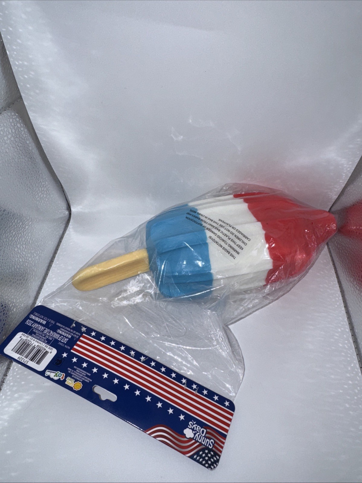 Sunny Days Squishy Popsicle Rocket Pop Jumbo Size Red White Blue New Sealed