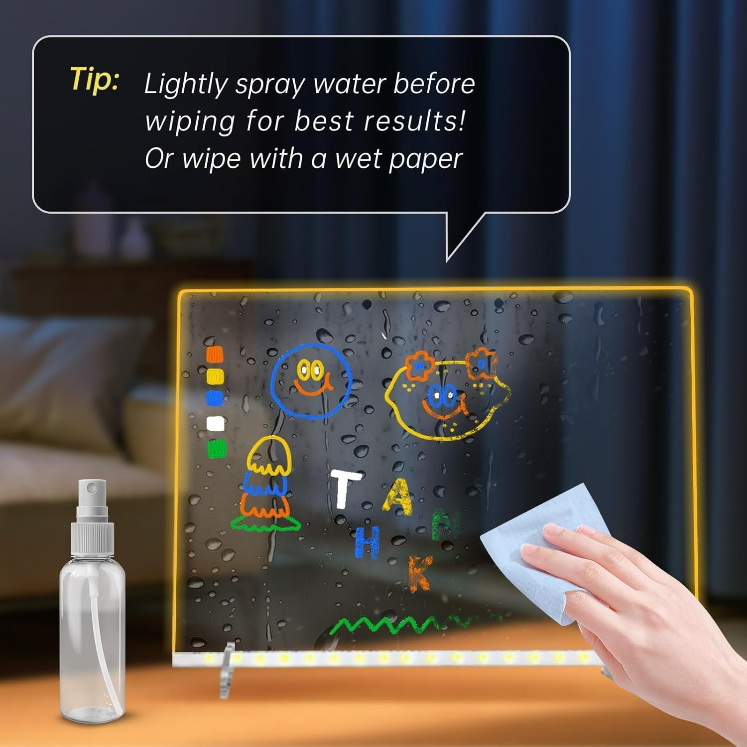 Lumiboard Led Drawing Board with 7 Colors,14X10 Acrylic Dry Erase Board for Gift