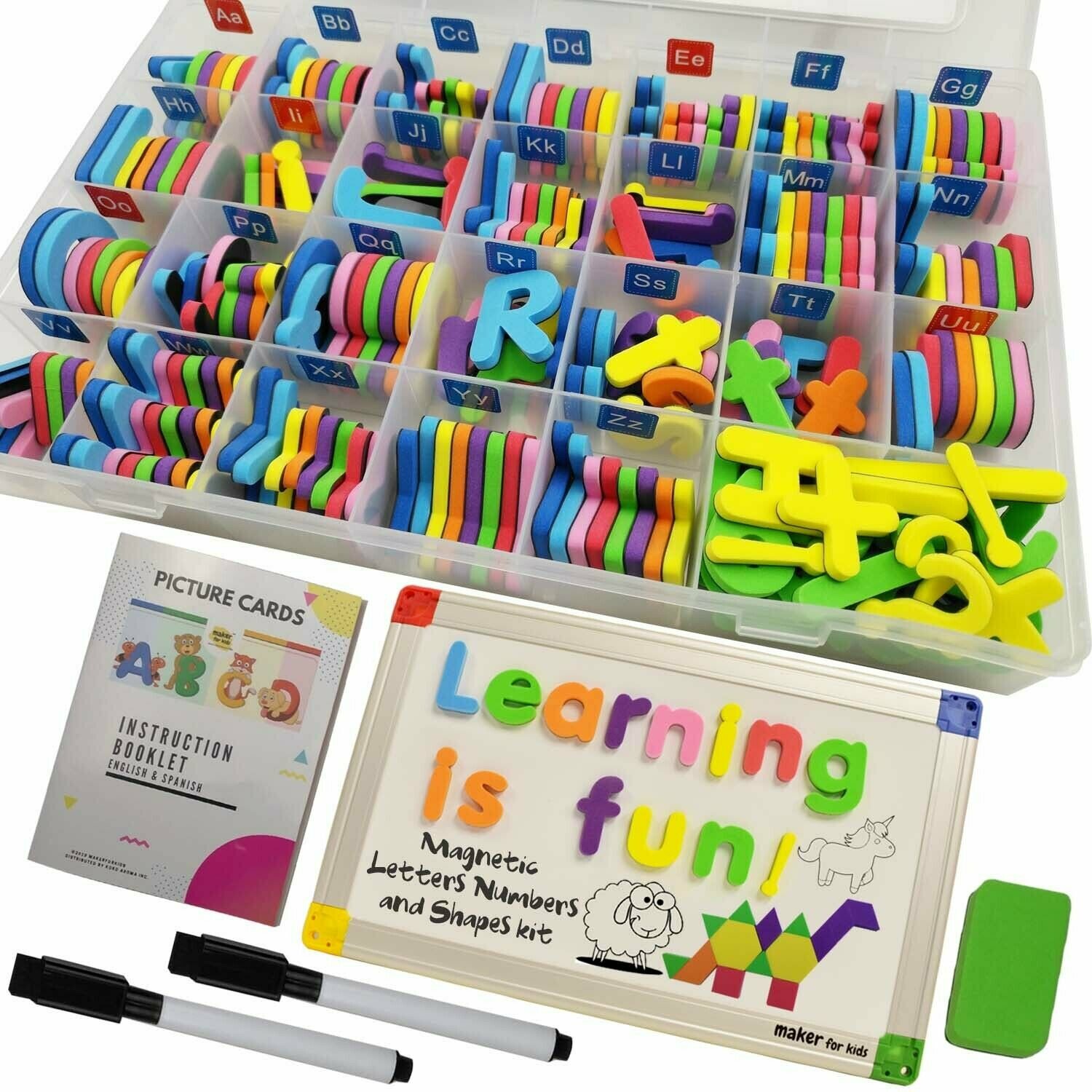 MAKEKFORKIDS 291PCS MAGNETIC LETTERS NUMBERS AND SHAPES