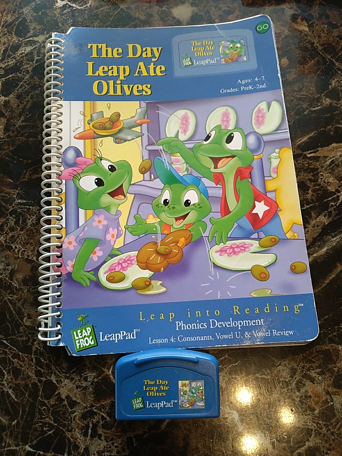LeapFrog LeapPad The Day Leap Ate Olives Reading Book + Cartridge Ages 4-7