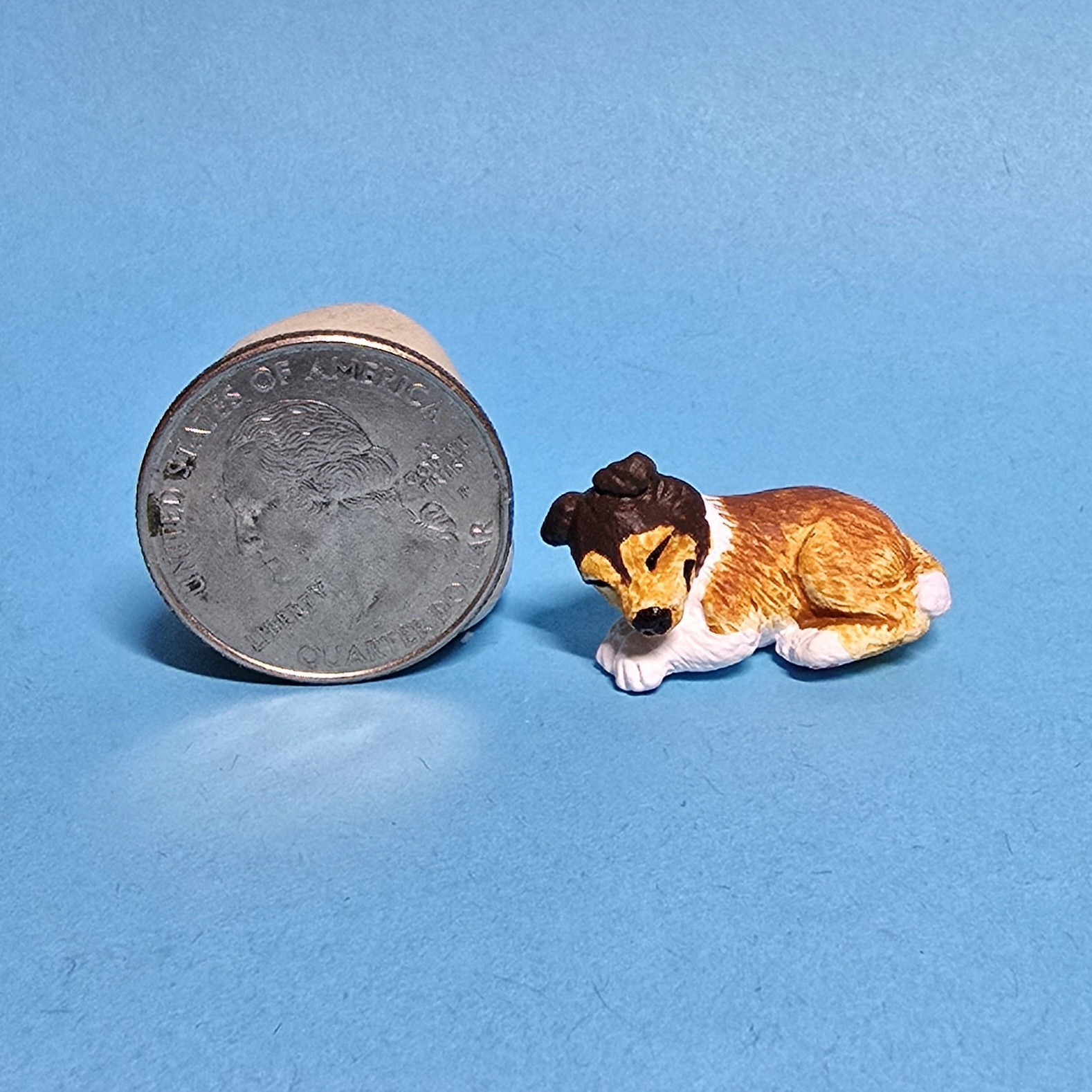 OOAK Custom Vintage Puppy In My Pocket Collie Dog Pups Toy Animal Figure -BELLA-
