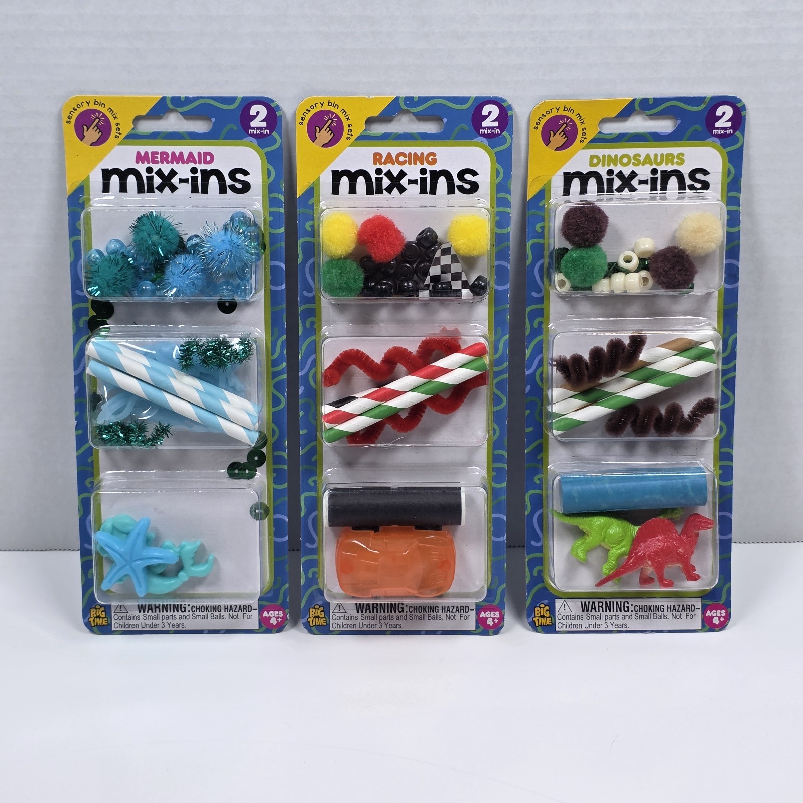 Big Time Mix-Ins Sensory Bin Mix Sets Of 3 Racing Dinosaurs Unicorns Mermaids