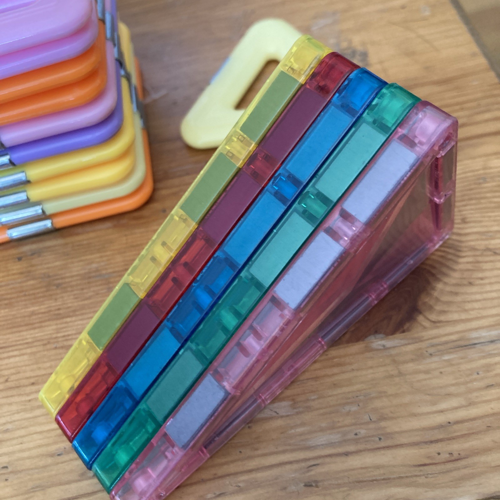 Lot of 32 Magnetic Tiles Different Colors/types Early Learning