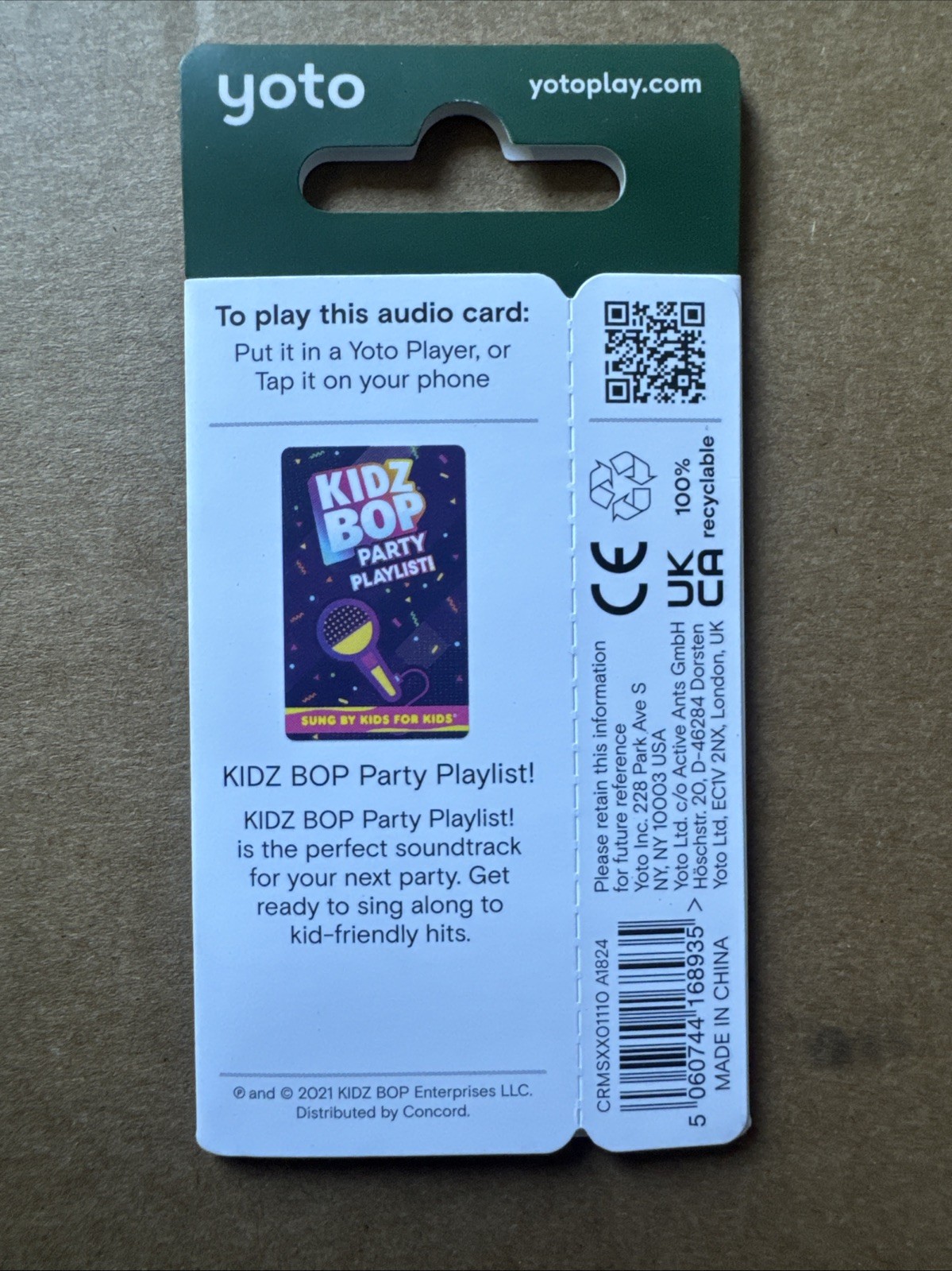 New Yoto Kidz Bop Party Playlist Media Card A1824