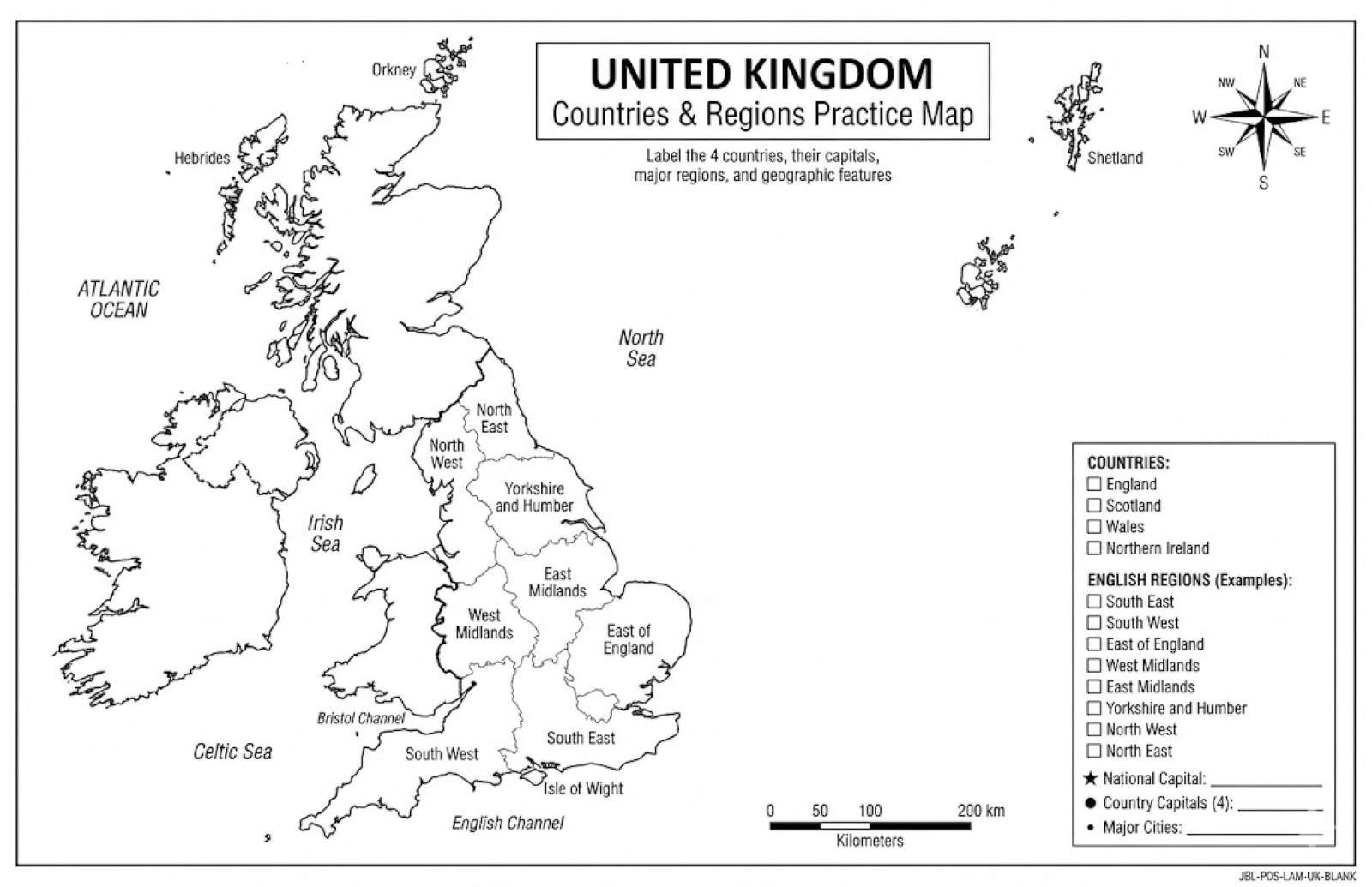 United Kingdom Poster 11×17 | Laminated Double-Sided Geography Chart with Col…