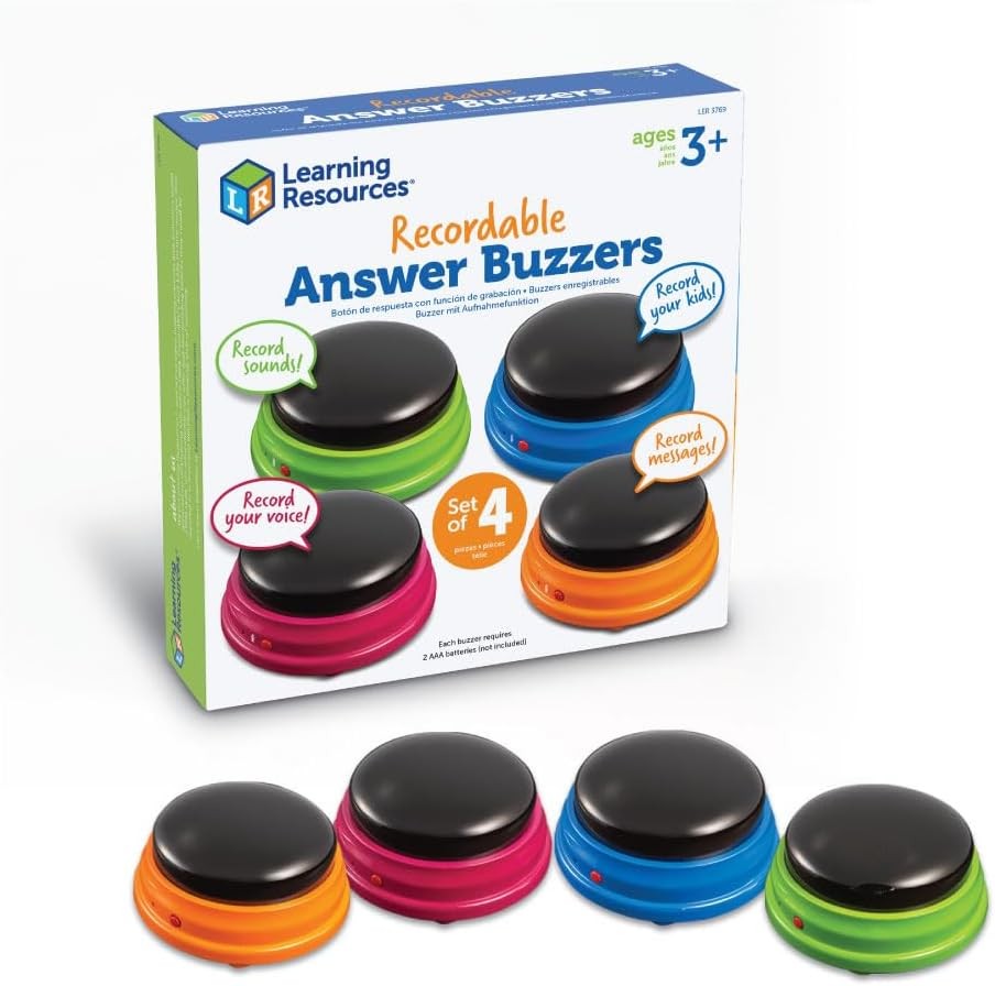 Learning Resources Recordable Answer Buzzers – Set of 4, Ages 3+ | Pre-K…