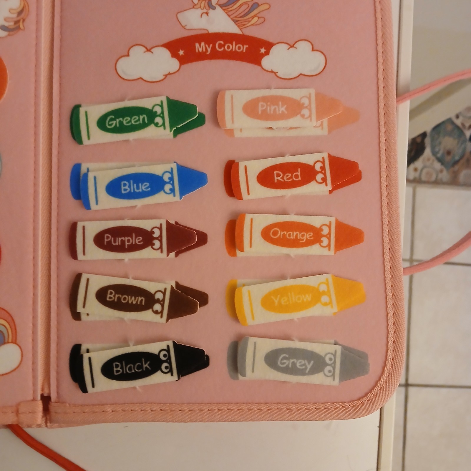 Unicorn Felt Quiet Busy Book Toddler Learning ABC Alphabet Shapes Animals Zipper