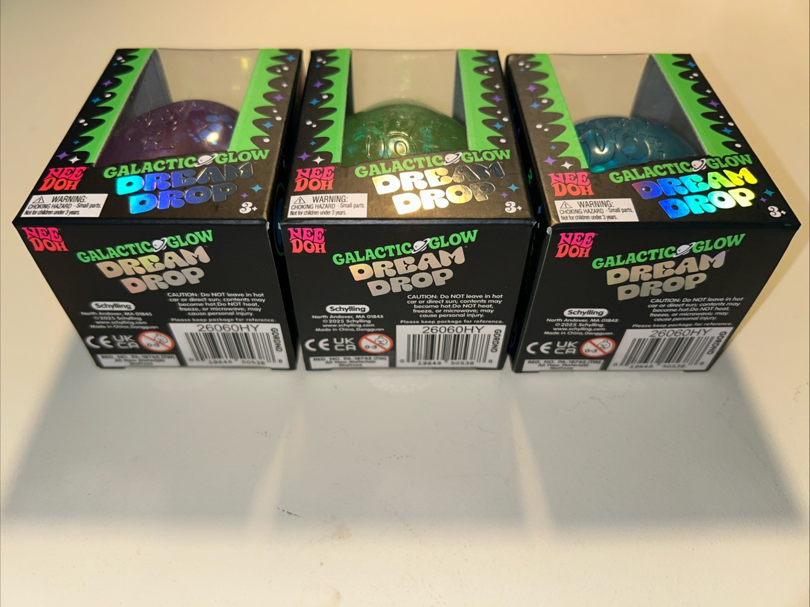 VIRAL NeeDoh GALACTIC GLOW Dream Drop Complete Set of 3 Green Blue Purple – RARE