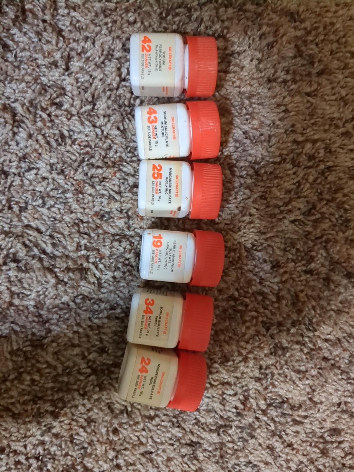 Lot of 6 Vintage 1960s Skilcraft Chemistry Chemicals