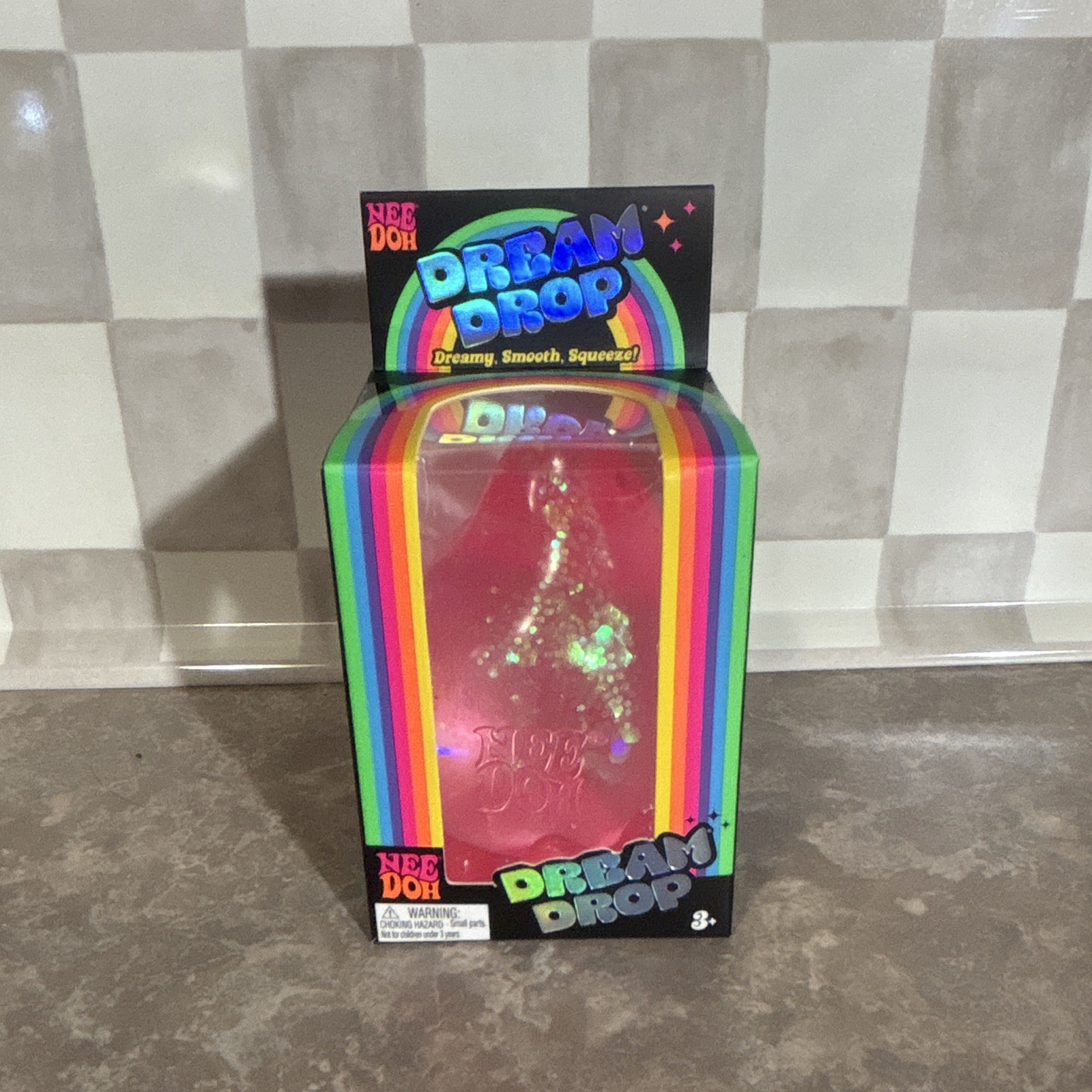 NeeDoh Dream Drop Squeeze Toy, Pink, Ages 3+, Age Level 3-4 Years