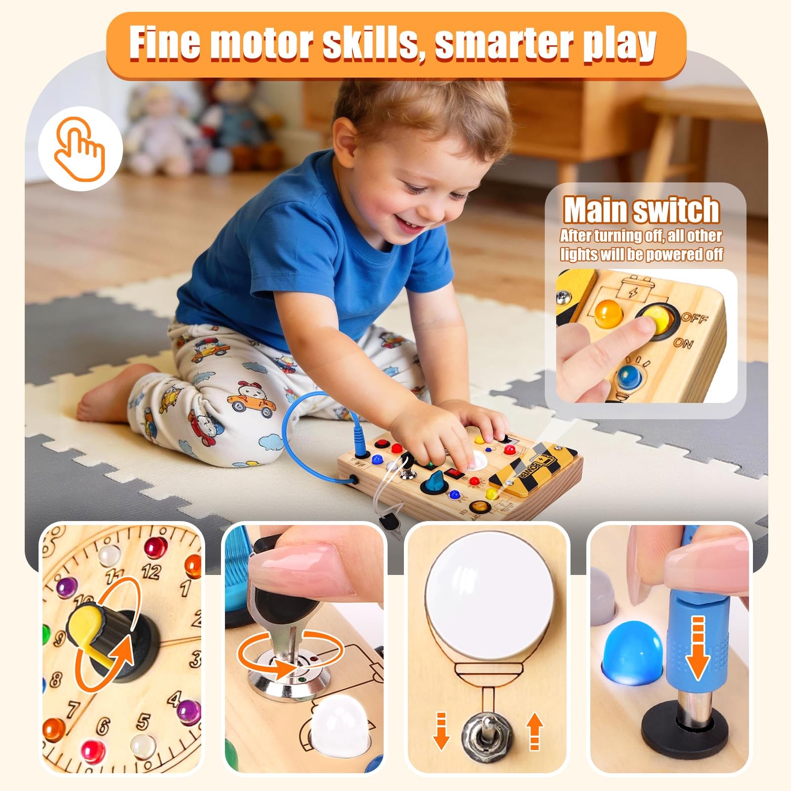 Konijiwa Busy Board – Montessori Toys 6.7 x 5.3 x 1.1 inches, V2