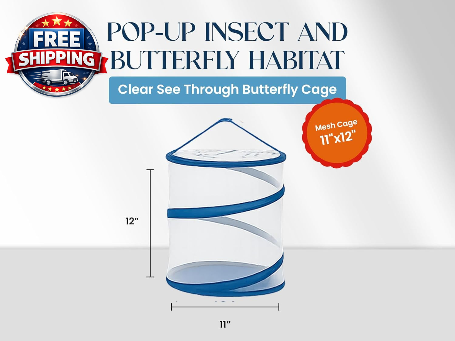 Pop-Up Insect and Butterfly Habitat Mesh Cage 11″X12″ Clear See through Butterfl
