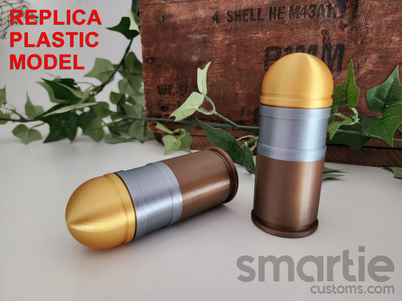 2 – FAKE M433 HEDP Vietnam Era 40mm Grenade Cartridge – Plastic Replica