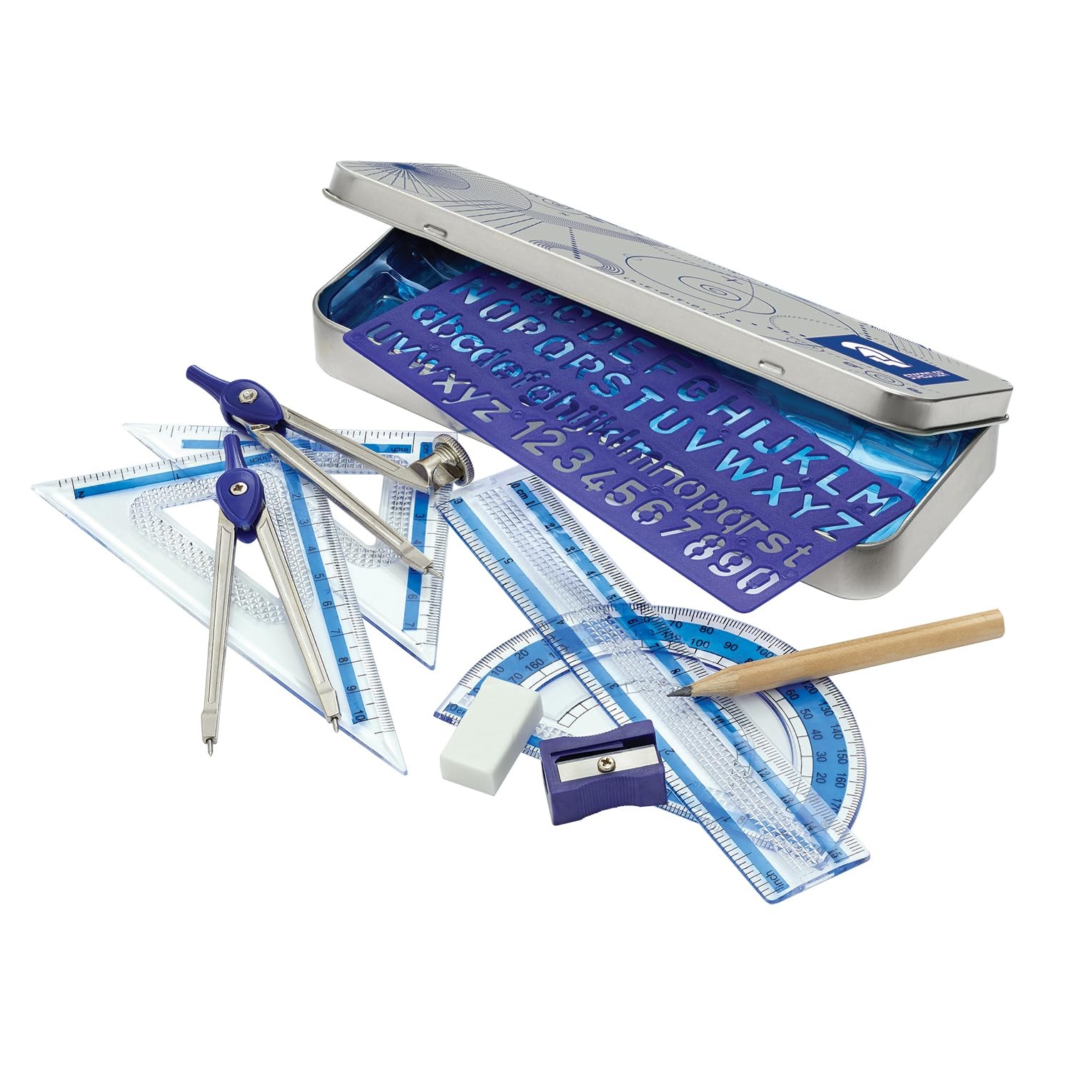 STAEDTLER 10-Piece Math Set with Metal Compass, 6″ Ruler Compact, Multicolor