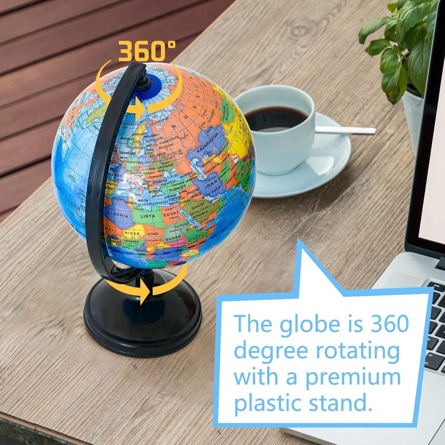 6” Geographic World Globe for Kids,Educational World Globe with Stand,Decora…