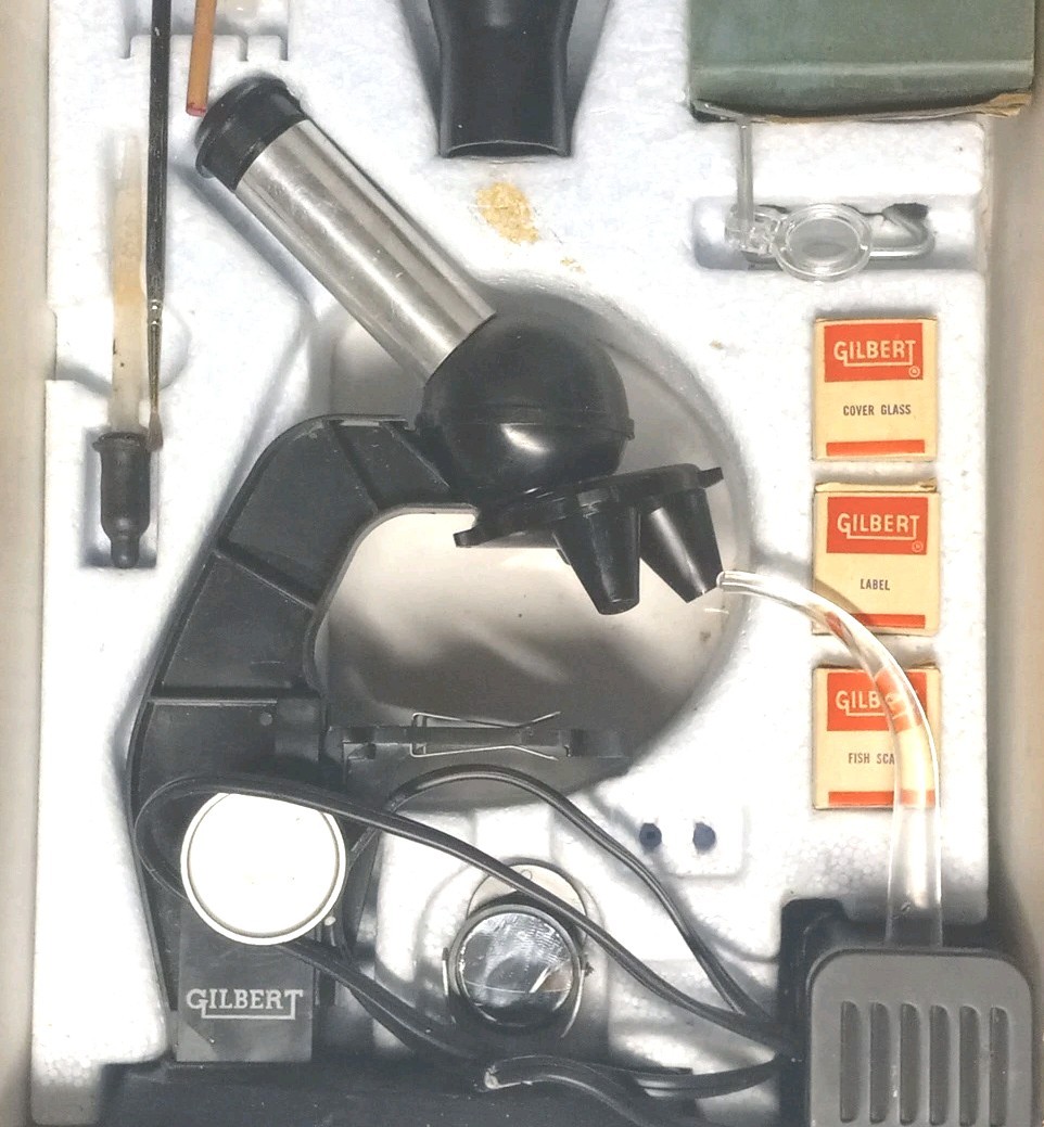 Vintage Gilbert Microscope + Lab Set Metal Case 1960s Kids Toy Science Pre-Owned