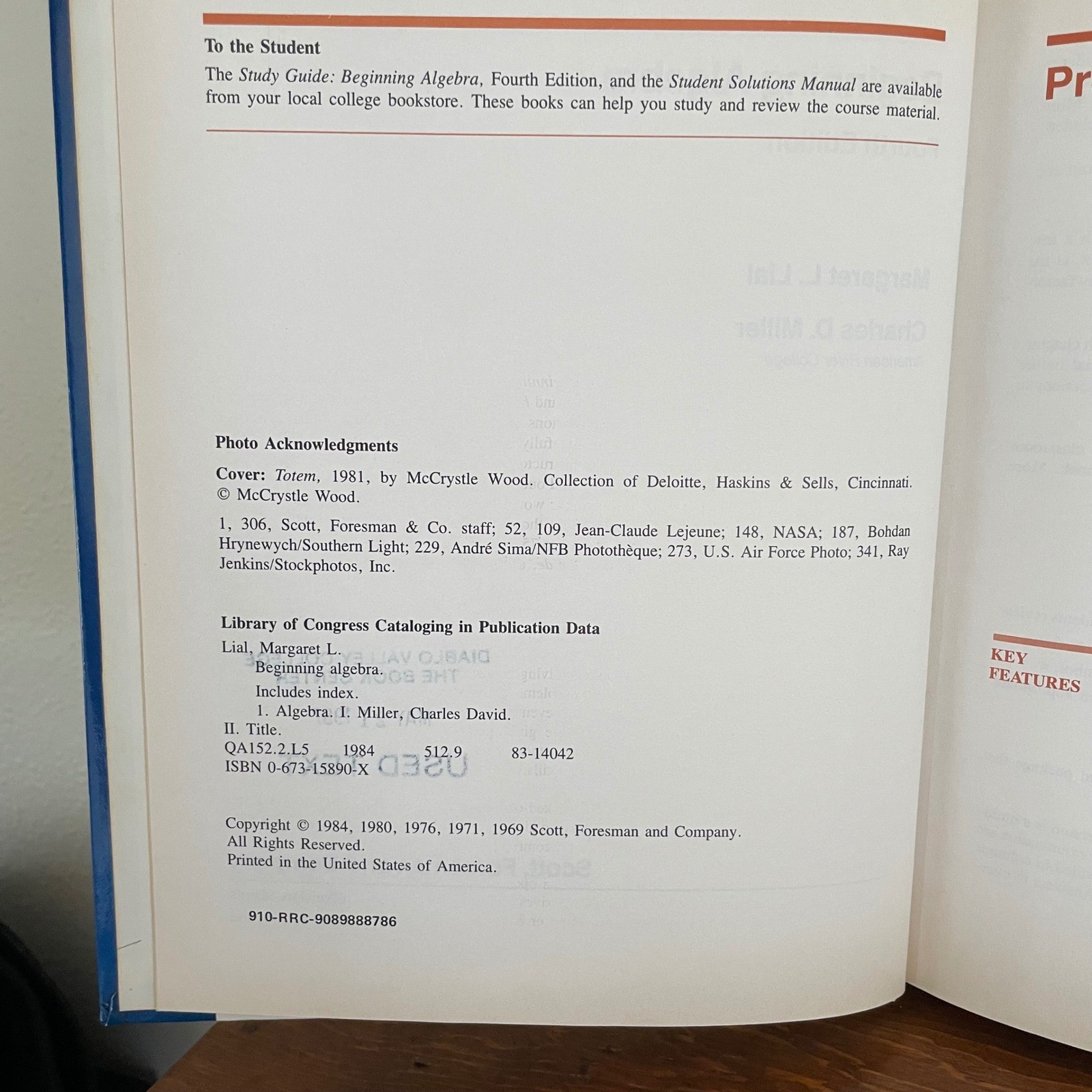 Lial / Miller Beginning Algebra 4th Edition 1984 School Study Math USA