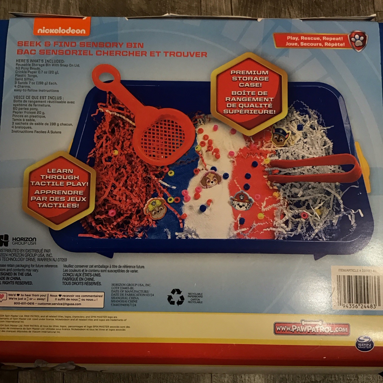 Spin Master Nickelodeon Paw Patrol Seek & Find Sensory Bin Brand New Sealed