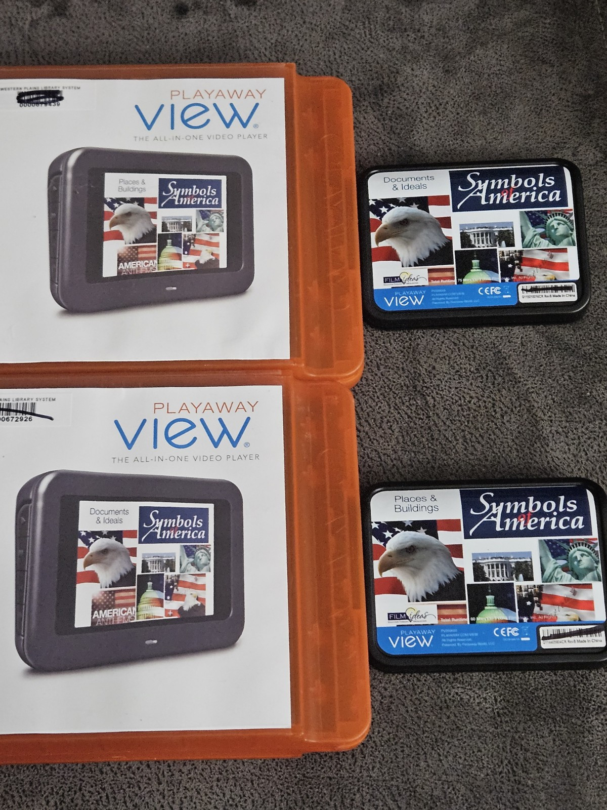 Playaway View Video Player Lot of 2 US History American Symbols 135 Minutes