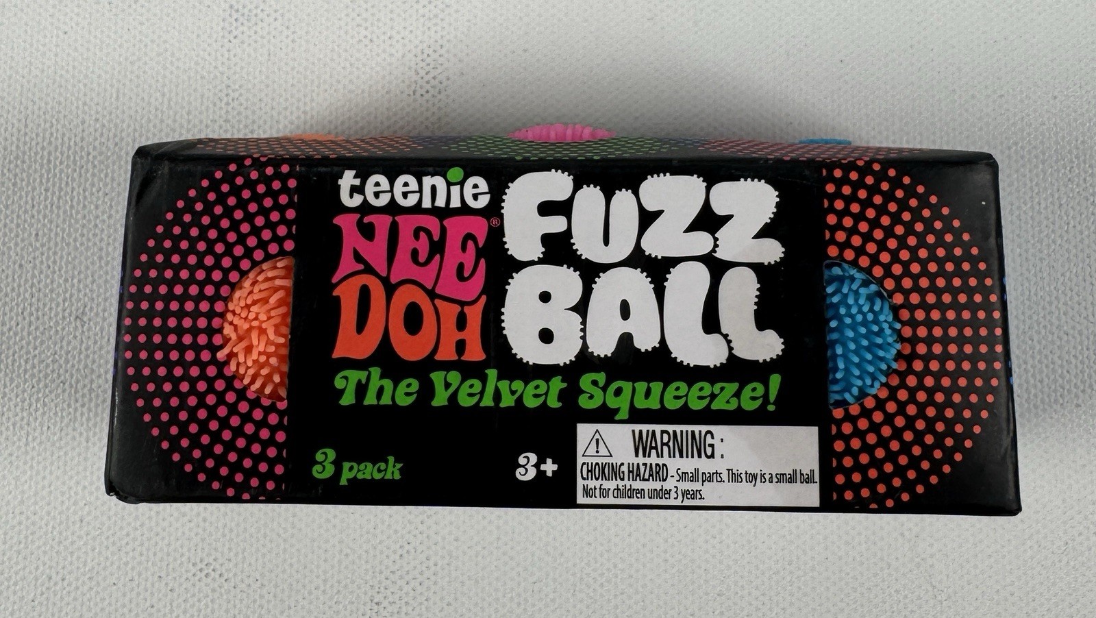 Nee Doh Teenie Fuzz Ball The Velvet Squeeze 3 Pack Multicolor Blue Pink Orange