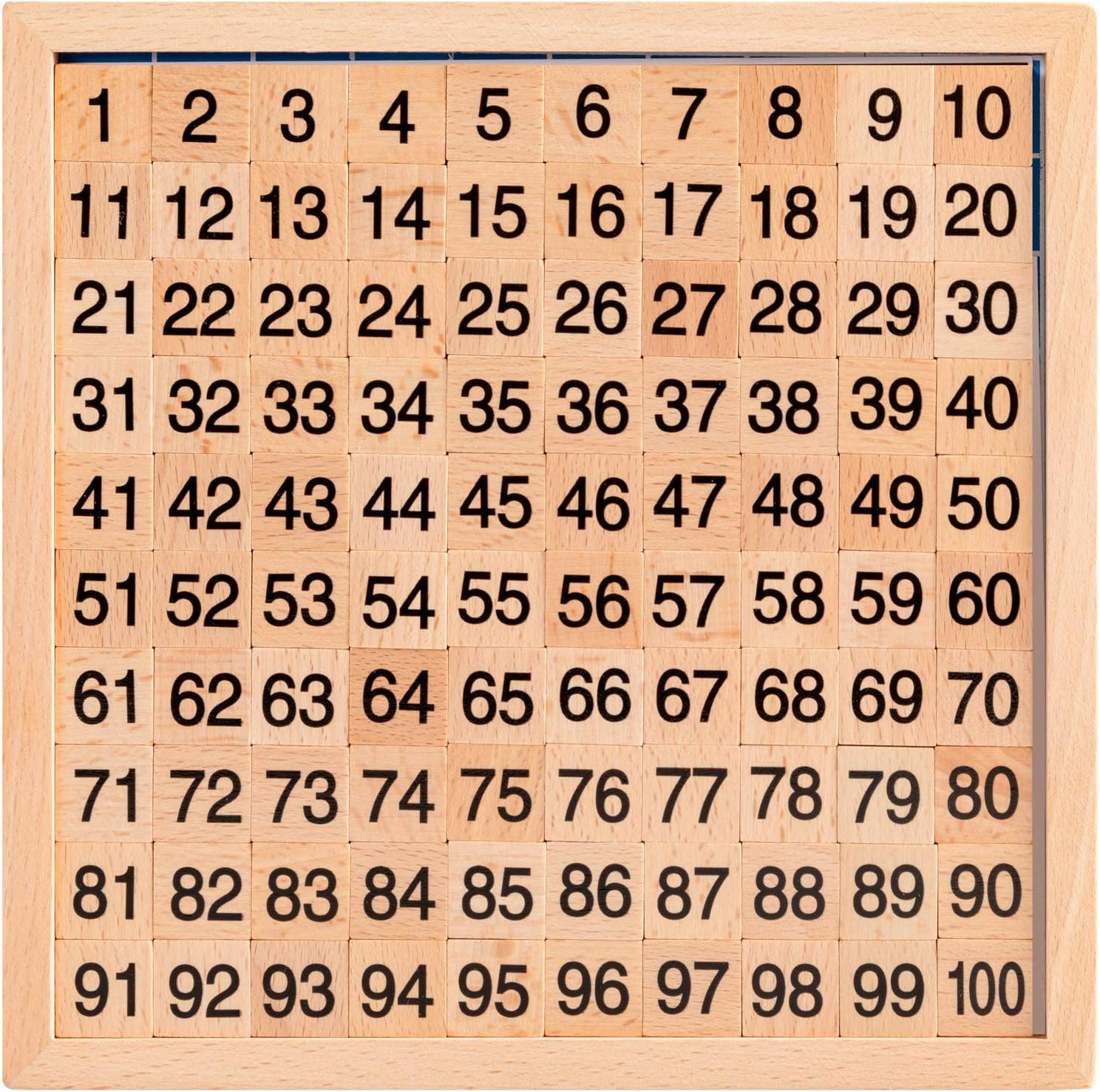 Wooden Montessori Math Hundred Board, Counting to 100 for Kindergarten, 1-100 Nu