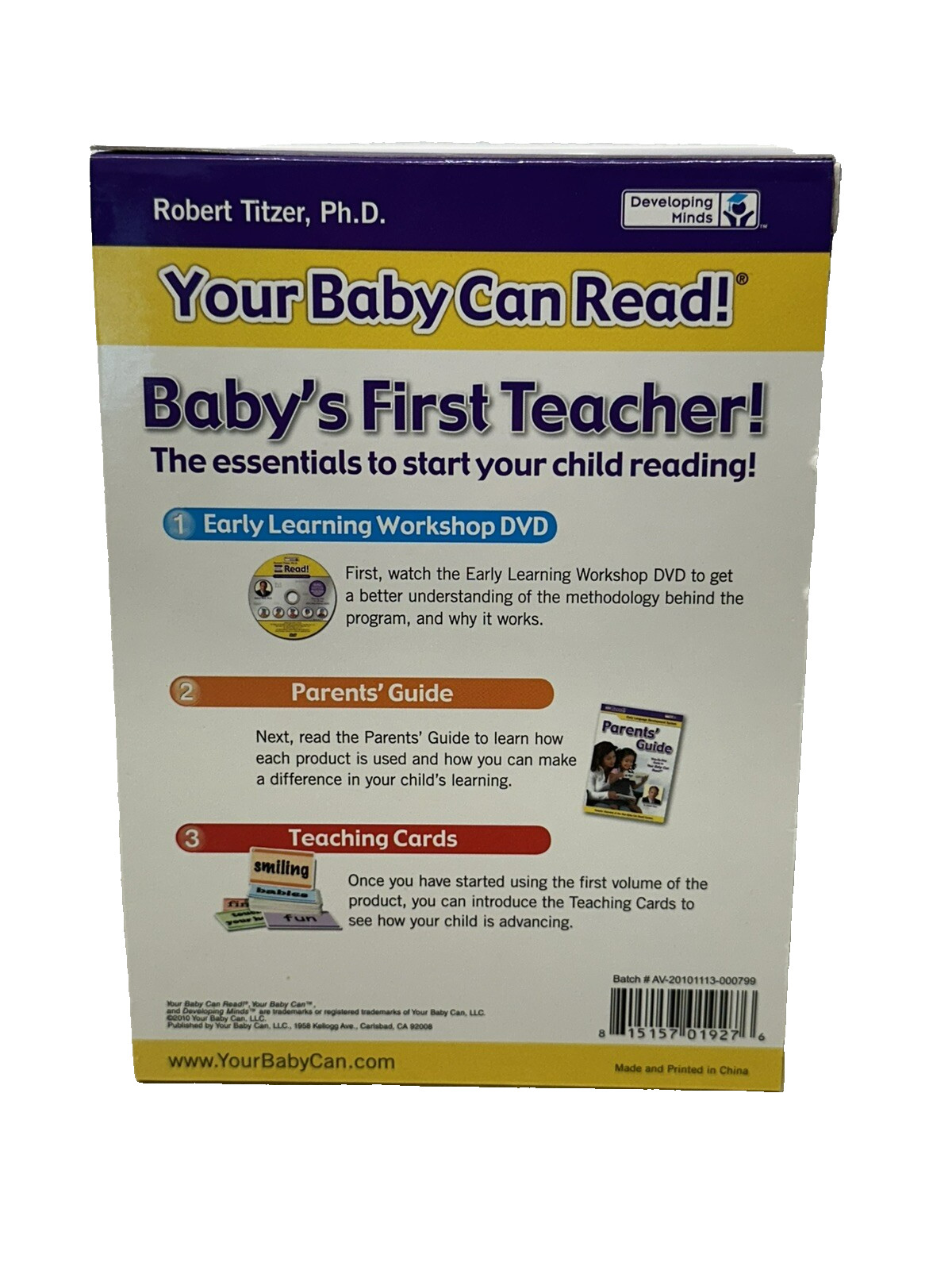 Baby’s First Teacher Early Learning Development System 5 Volumes 1 DVD & Cards