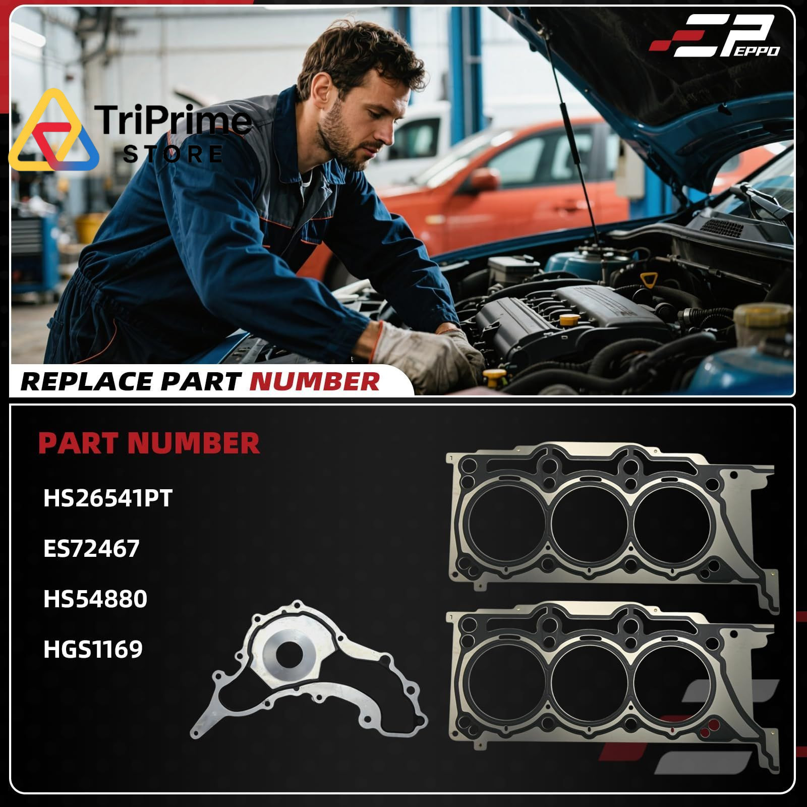 Head Gasket Set Bolts Kit HS26541PT ES72467 for 3.6L V6 Pentastar, BLACK