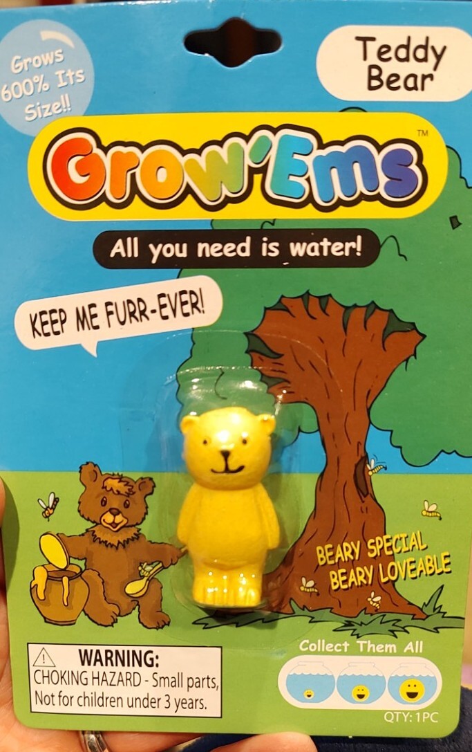 2 GROW ‘EMS – Teddy Bear & Kitty Cat – Grows 600% in Water – New Sealed Packages
