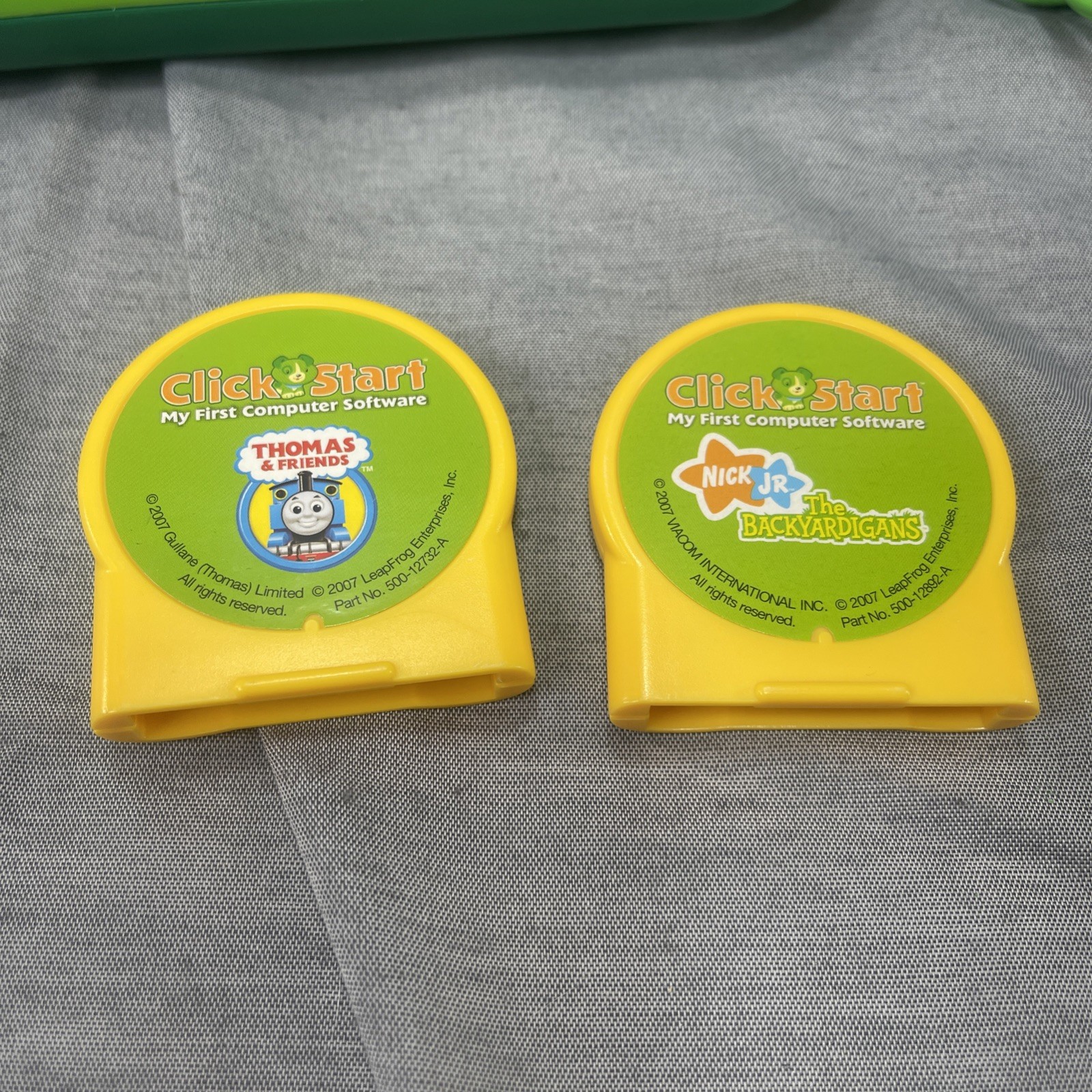 LeapFrog Click Start My First Computer Console green w/ 2 games cartridges READ