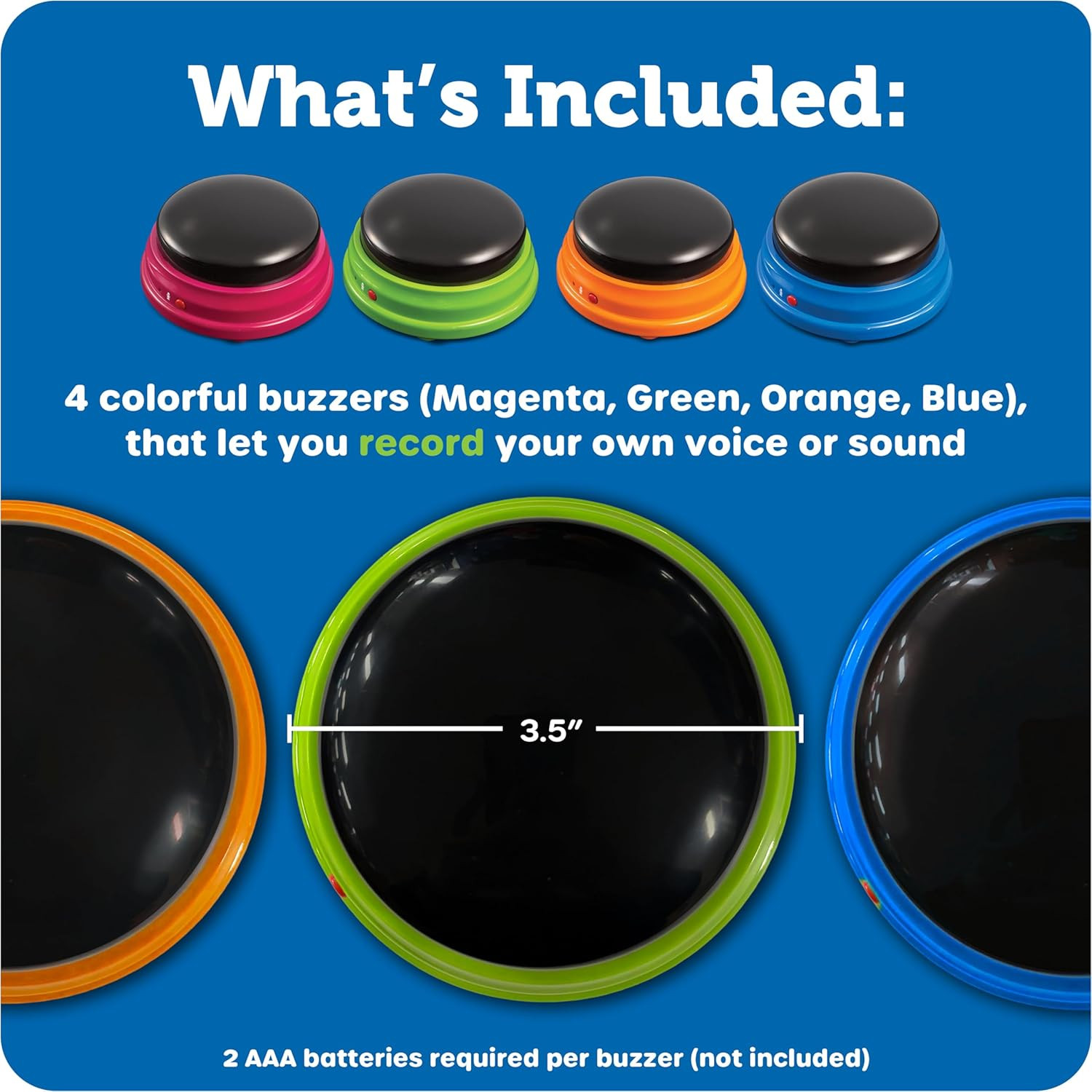 Recordable Answer Buzzers – Set of 4, Ages 3+ | Pre-K Personalized Sound Buzzers