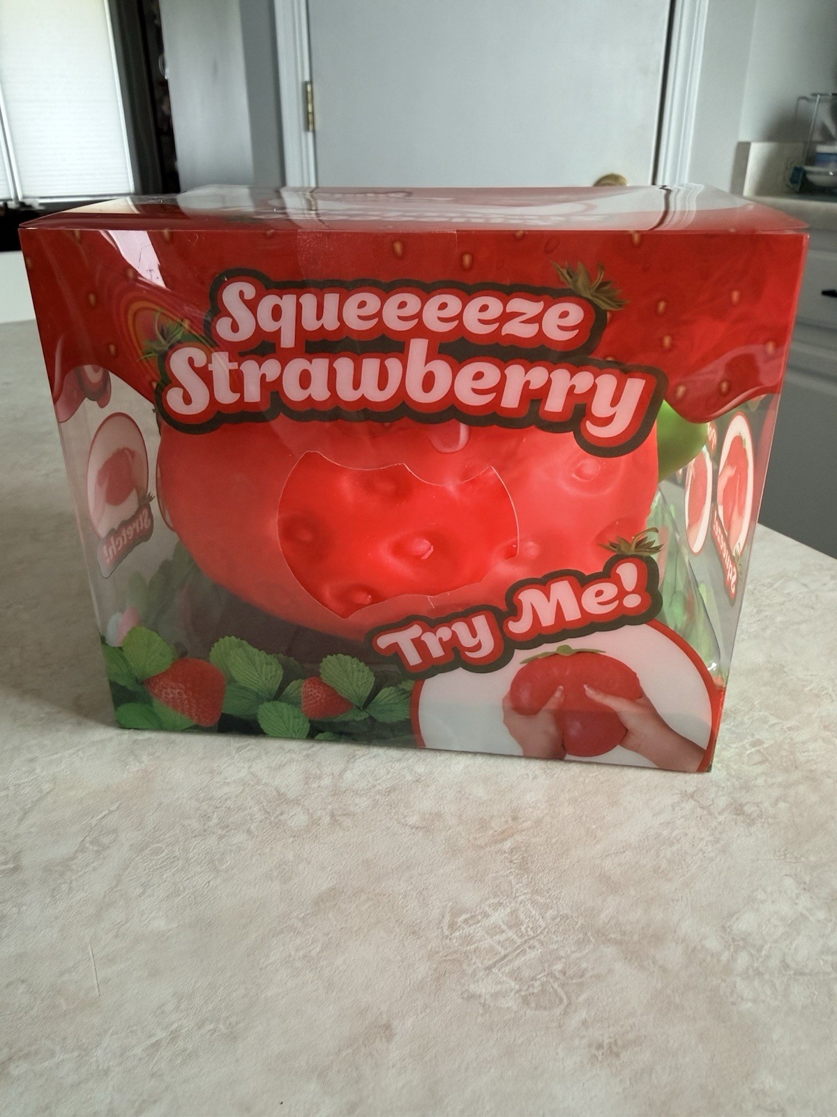 Sunny days JUMBO Squeezy Squeeezy Strawberry Squishy Toy Stress *NEW*