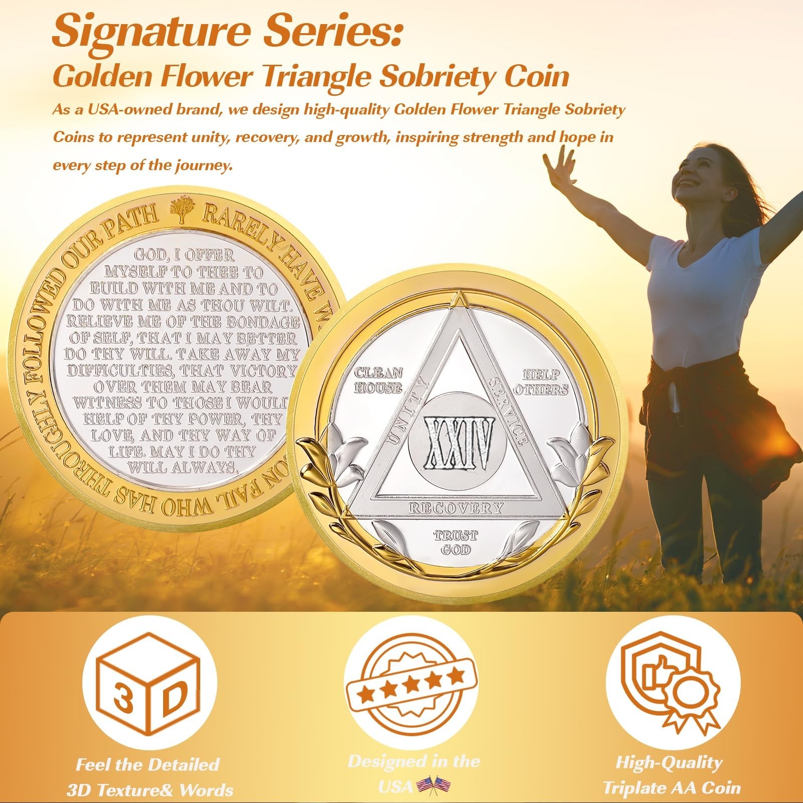 Victory Path 24 Year Sobriety Coin, Affirmation AA Chips, Addiction Recovery …