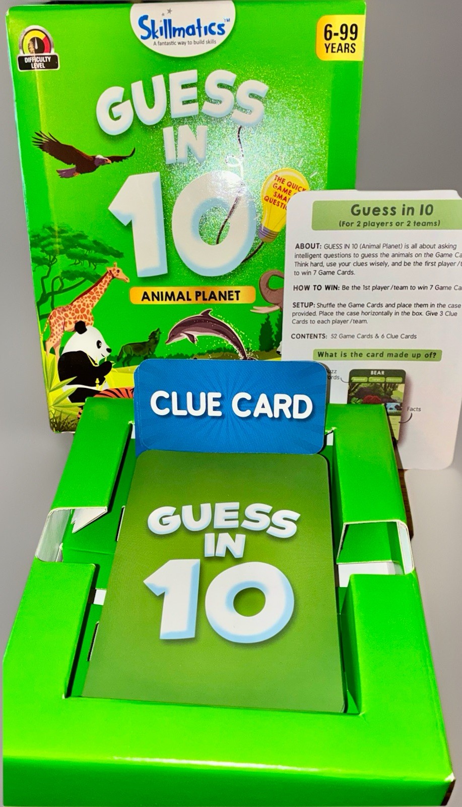 Skillmatics GUESS IN 10 Animal Planet ~Family Card Game 2-6 Players 6+ ~COMPLETE