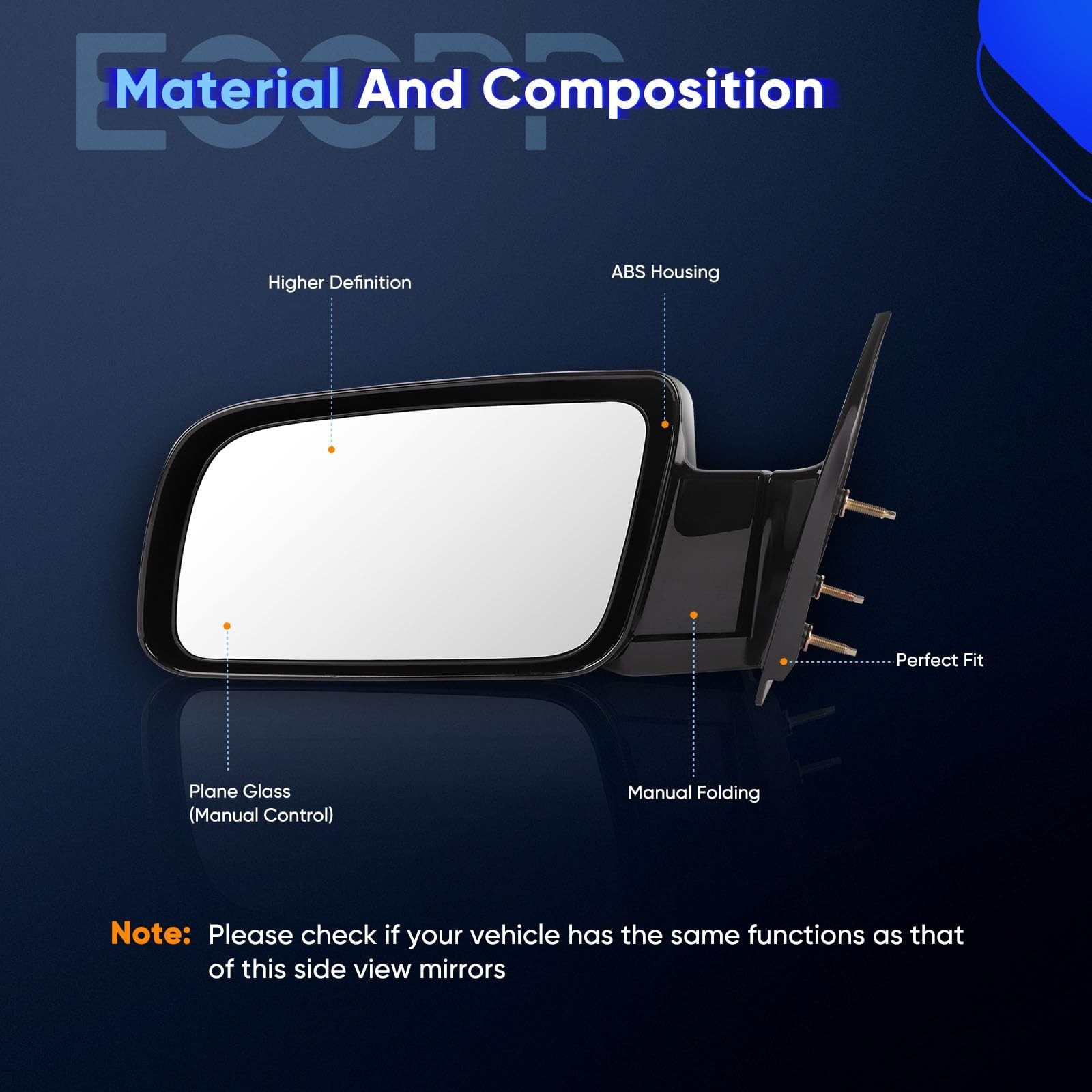 ECCPP Manual Telescopic Towing Mirrors For Chevy/For GMC Trucks (1988-1998) D…