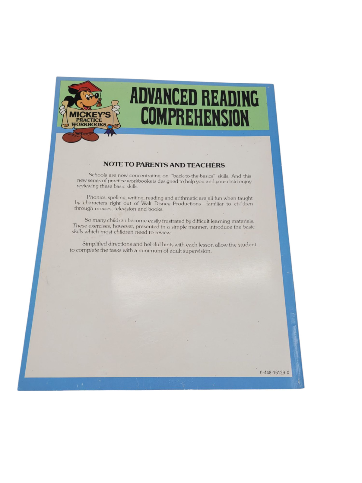 VTG 1979 Mickey Mouse’s Advanced Reading Comprehension Workbook Grades 2-5 NOS