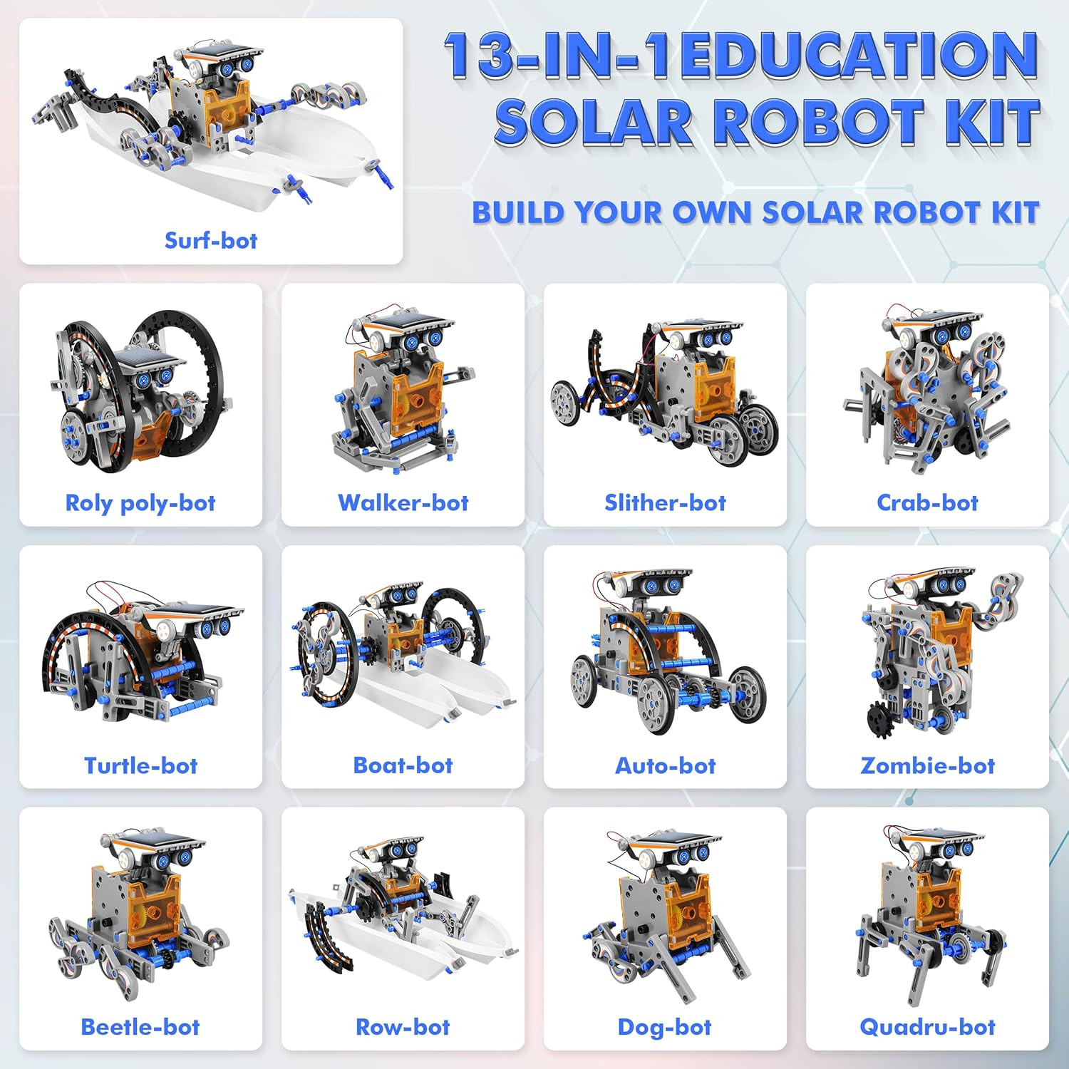 STEM 13-In-1 Education Solar Power Robots Toys for Boys Age 8-12, Educational To