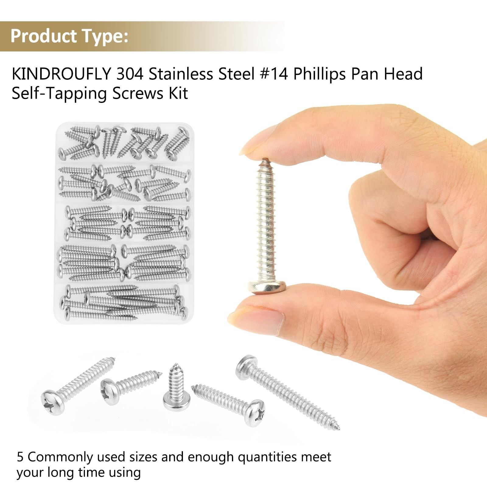 50 Pieces #14 x 3/4″ 1″ 1-1/4″ 1-1/2″ 2″ Phillips Pan Head Self-Tapping Screw…