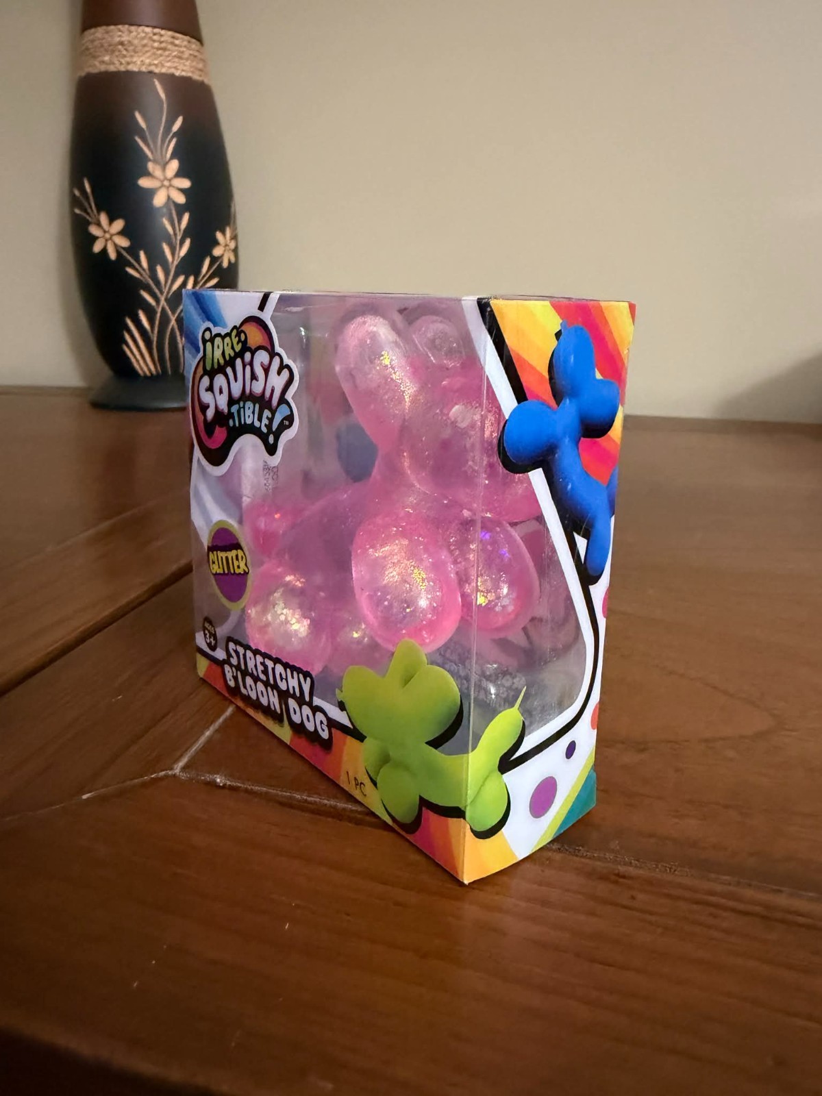 Ja-Ru Pink Glitter Balloon Dog Squishy Fidget Toy NEW Hard to Find
