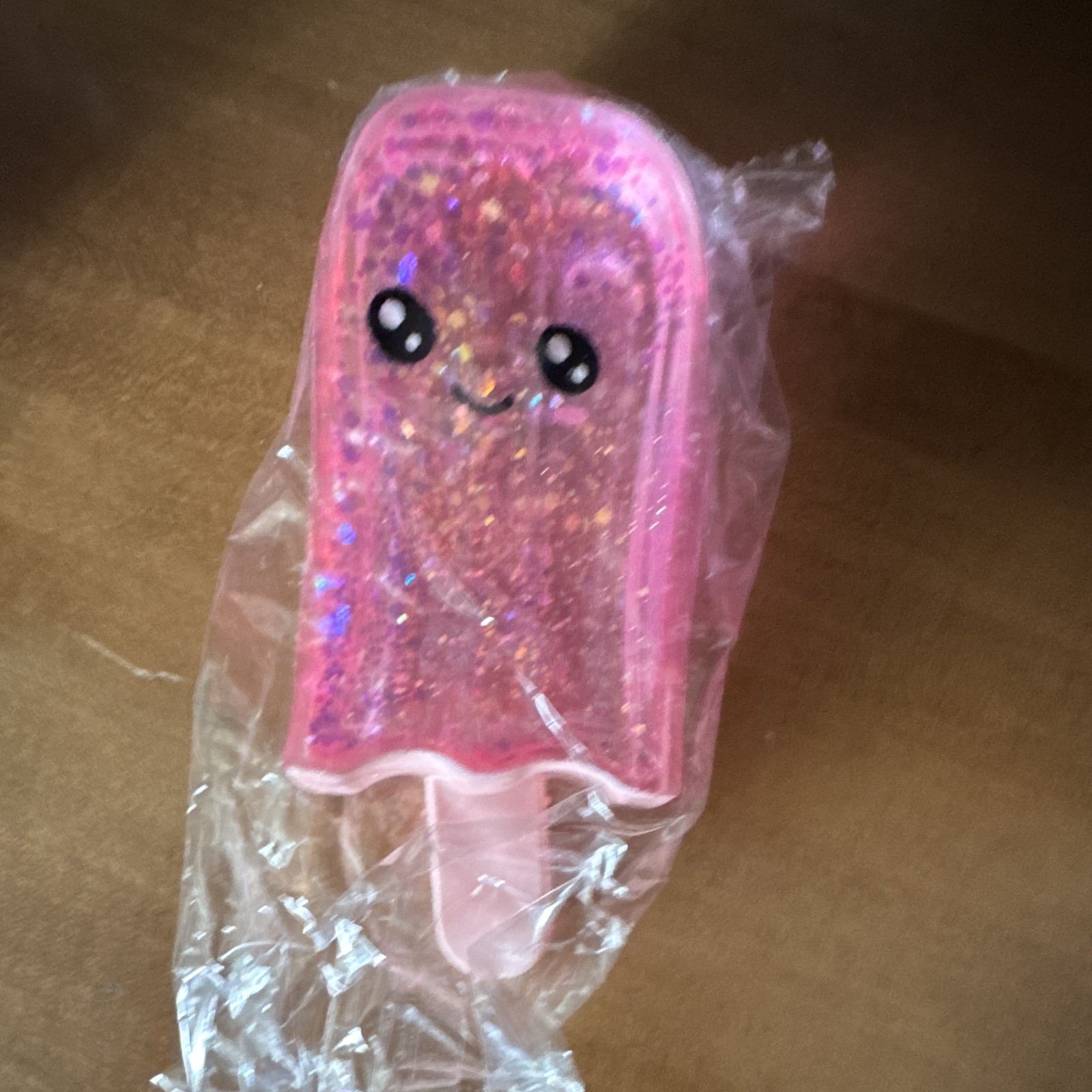 Pink Glitter Popsicle Tactile Squishy Squeeze Toy Stress Ball Fidget Sensory