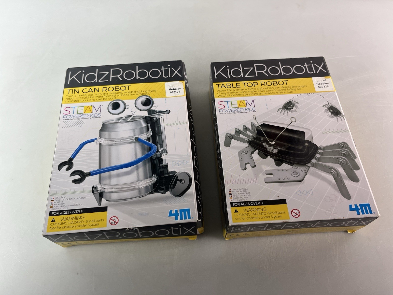 Lot of 2 New Kidz Robotix Tin Can & Table Top Robots- 4M STEM Toy Project