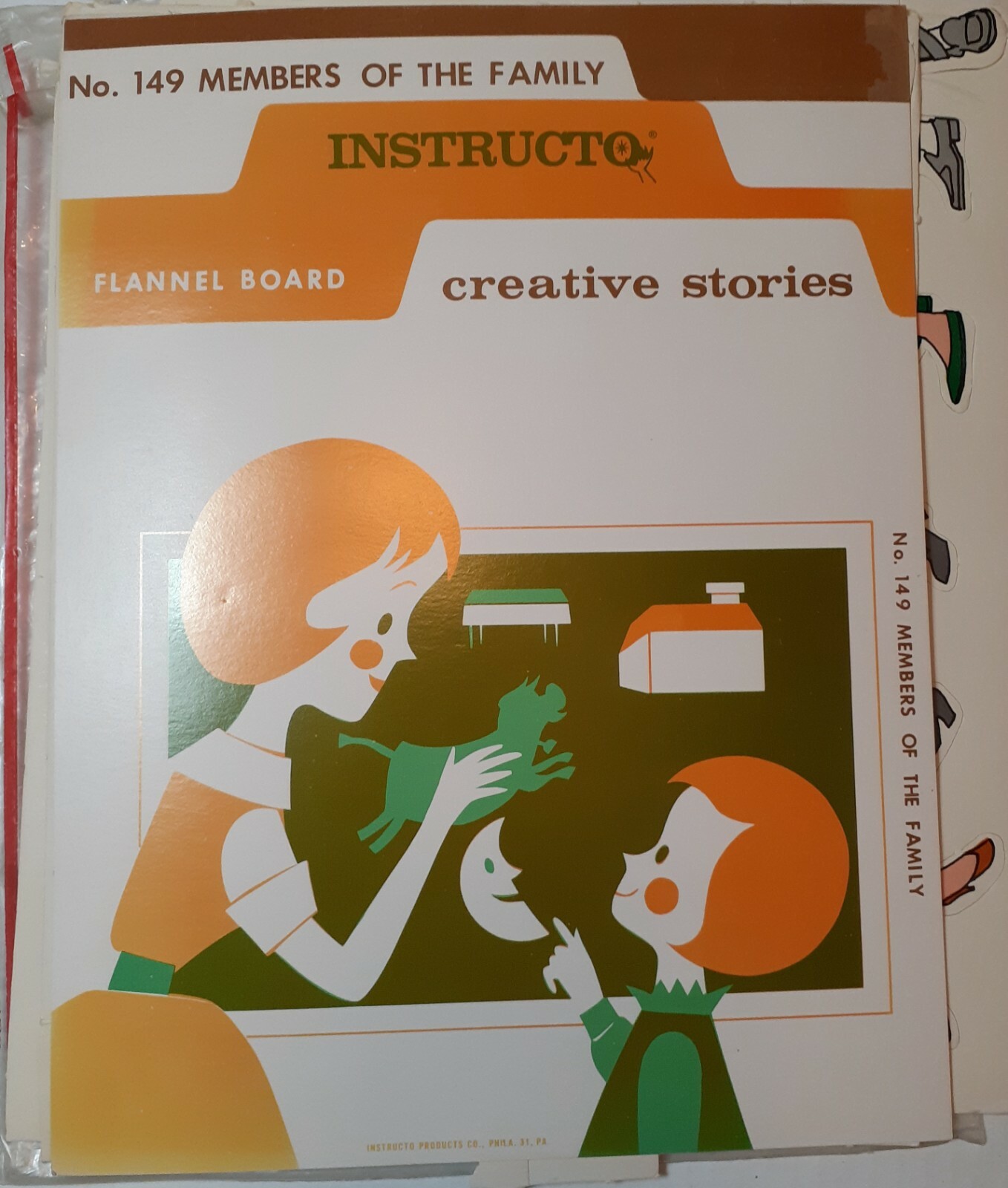 2 Sets Vintage Instructo Flannel Board Felt Cut-Outs 1967, ’69-Opposites/Family