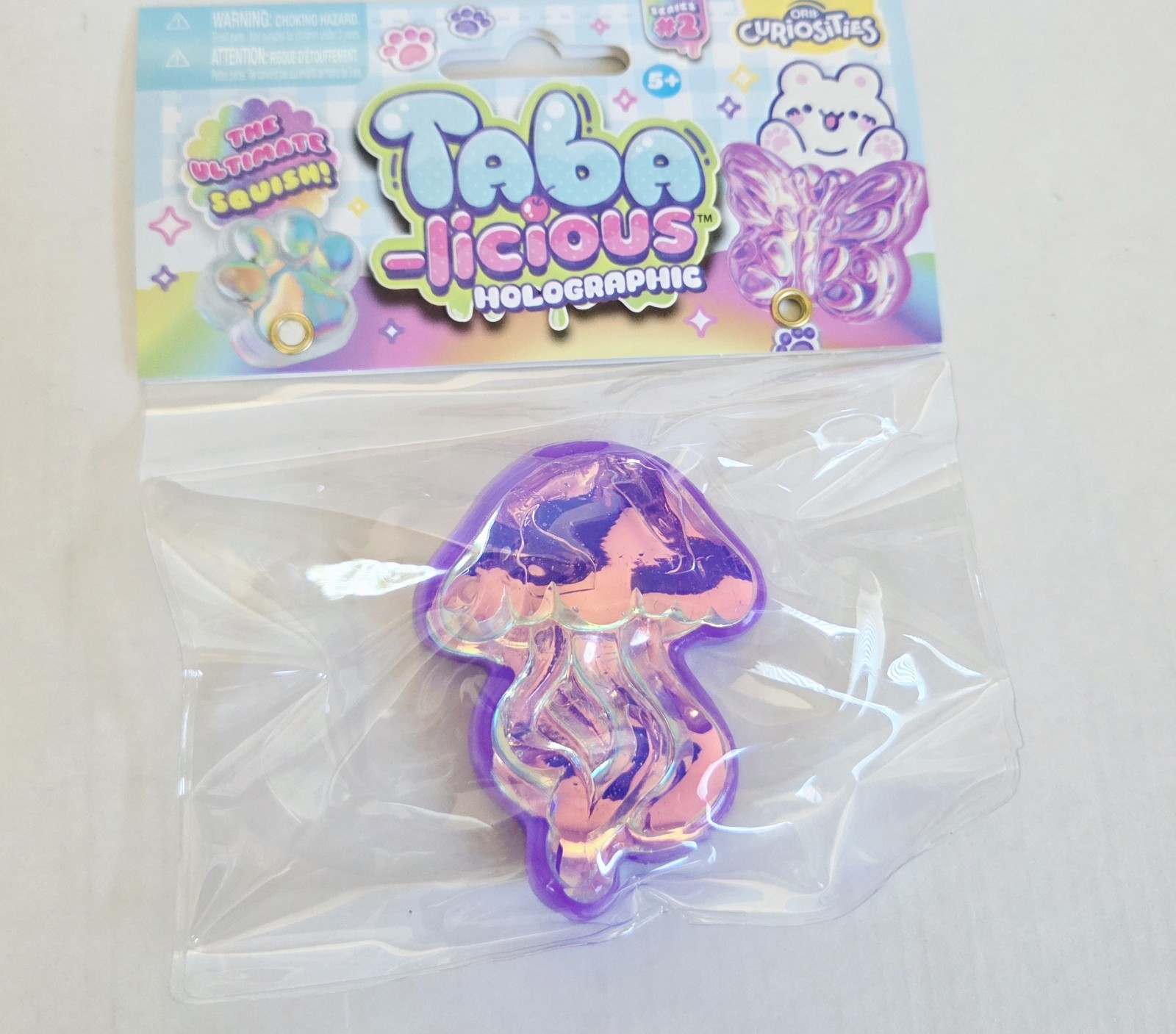 Jellyfish Squishy Taba Toy ORB Tabalicious Holographic Fidget Squeeze Jelly Fish
