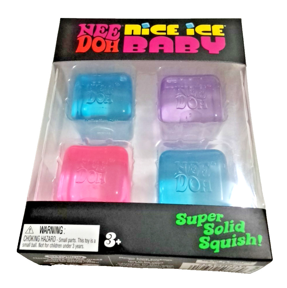 Nee Doh Nice Ice Baby Viral Squish Cubes Sensory Squeeze Toys 4 Pack Mini New