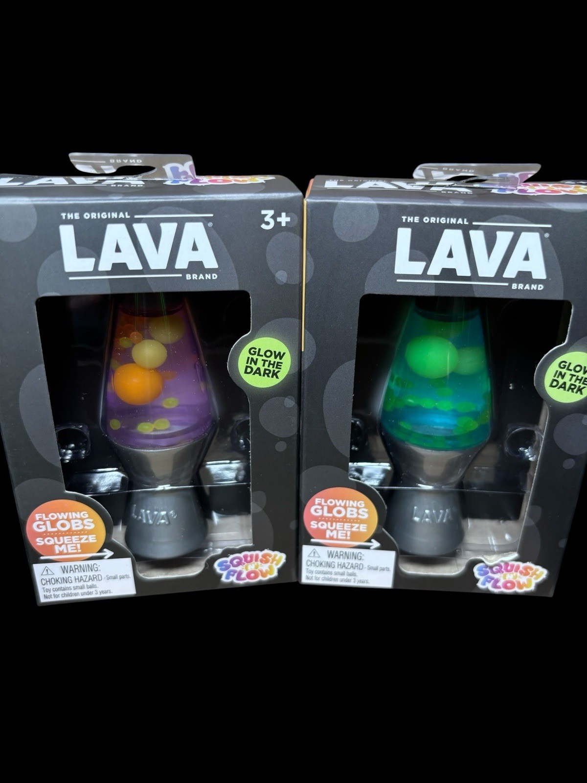 2x Lot Schylling Lava Squish N Flow Squishy Glow In The Dark Lamp