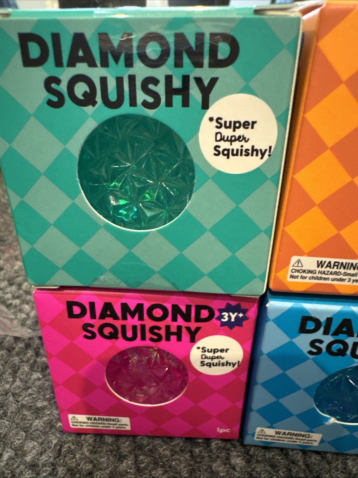 Target J’adore Diamond Squishy Lot of 4 Pink, Teal, Orange Blue Brand New Bundle