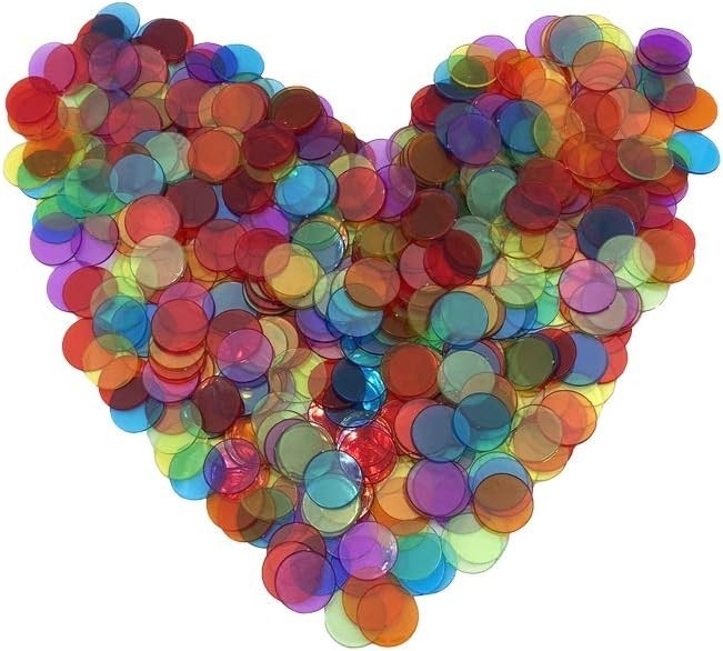 Bingo Counting Chips 3/4 Inch 6 Colors 500 Pack with Storage Bag